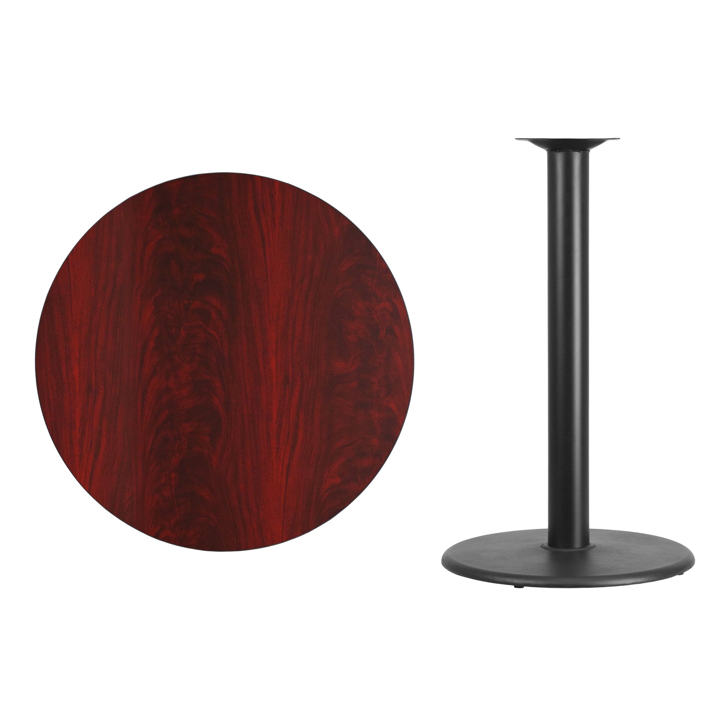 Stiles 36'' Round Mahogany Laminate Table Top with 24'' Round Bar Height Table Base Mahogany