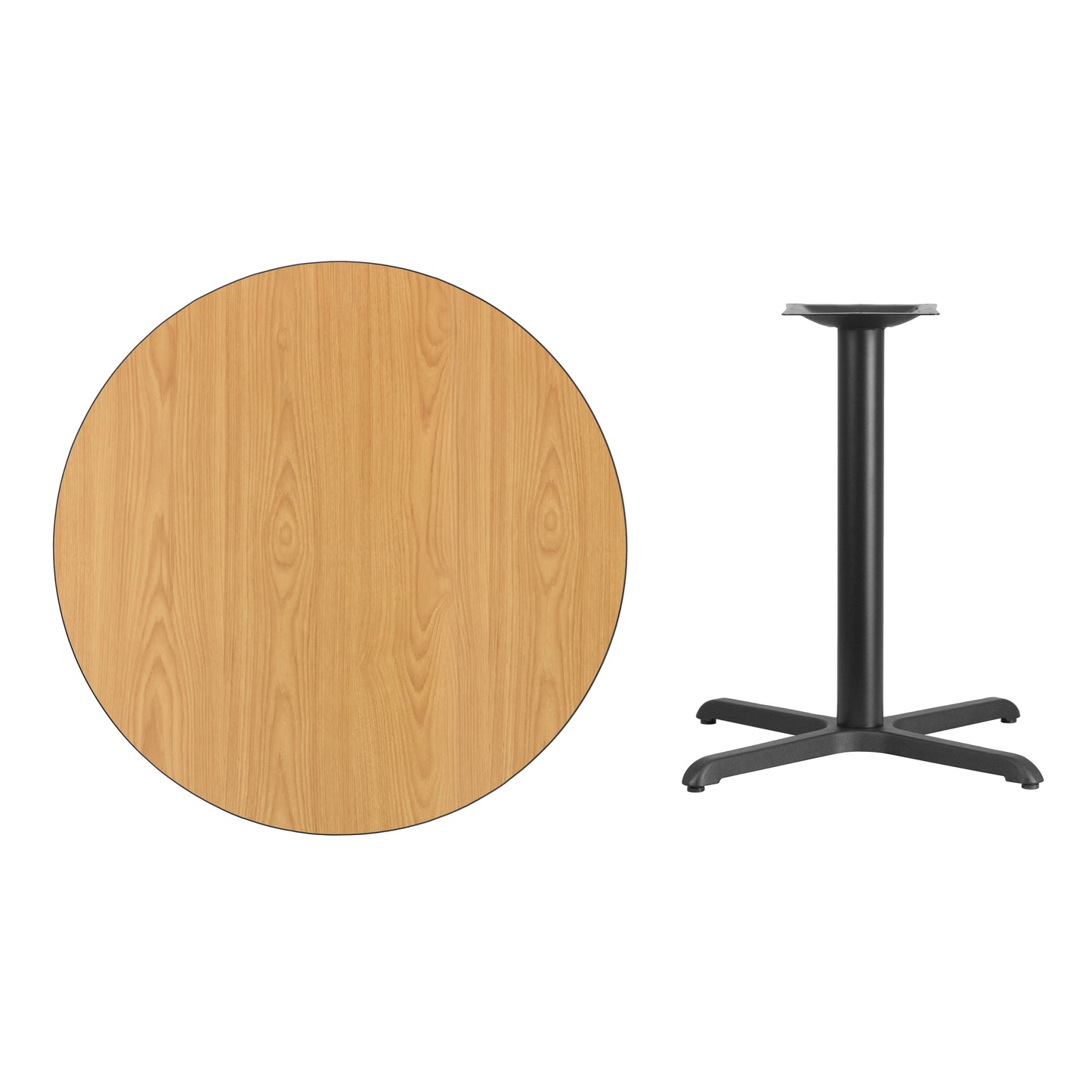 Graniss 36'' Round Natural Laminate Table Top with 30'' x 30'' Table Height Base Natural