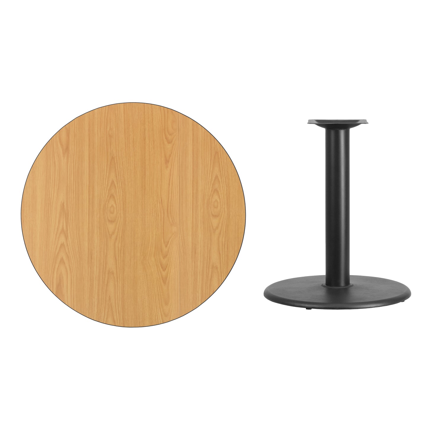 Graniss 36'' Round Natural Laminate Table Top with 24'' Round Table Height Base Natural XU-RD-36-NATTB-TR24-GG