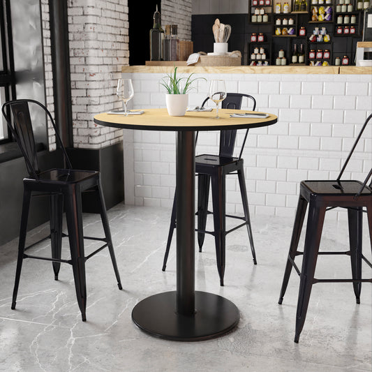 Stiles 36'' Round Natural Laminate Table Top with 24'' Round Bar Height Table Base Natural