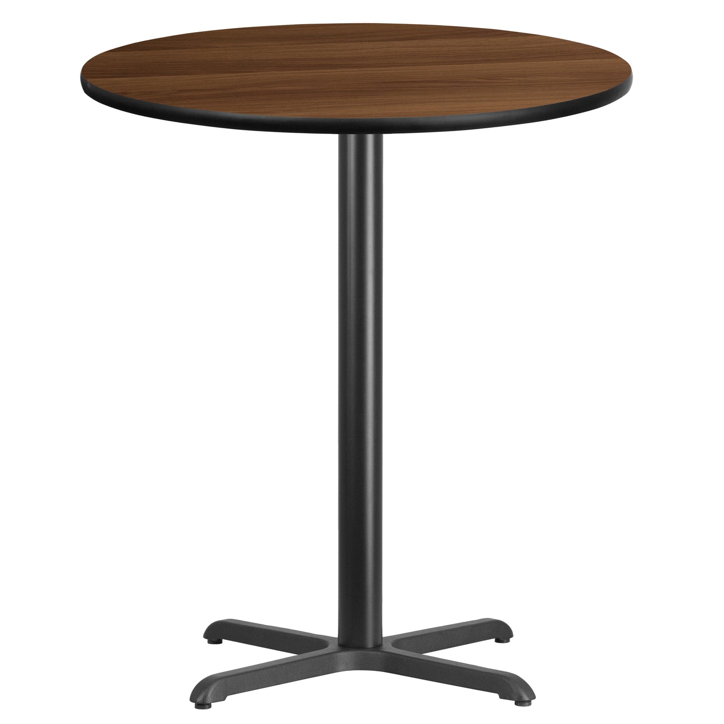 Stiles 36'' Round Walnut Laminate Table Top with 30'' x 30'' Bar Height Table Base Walnut