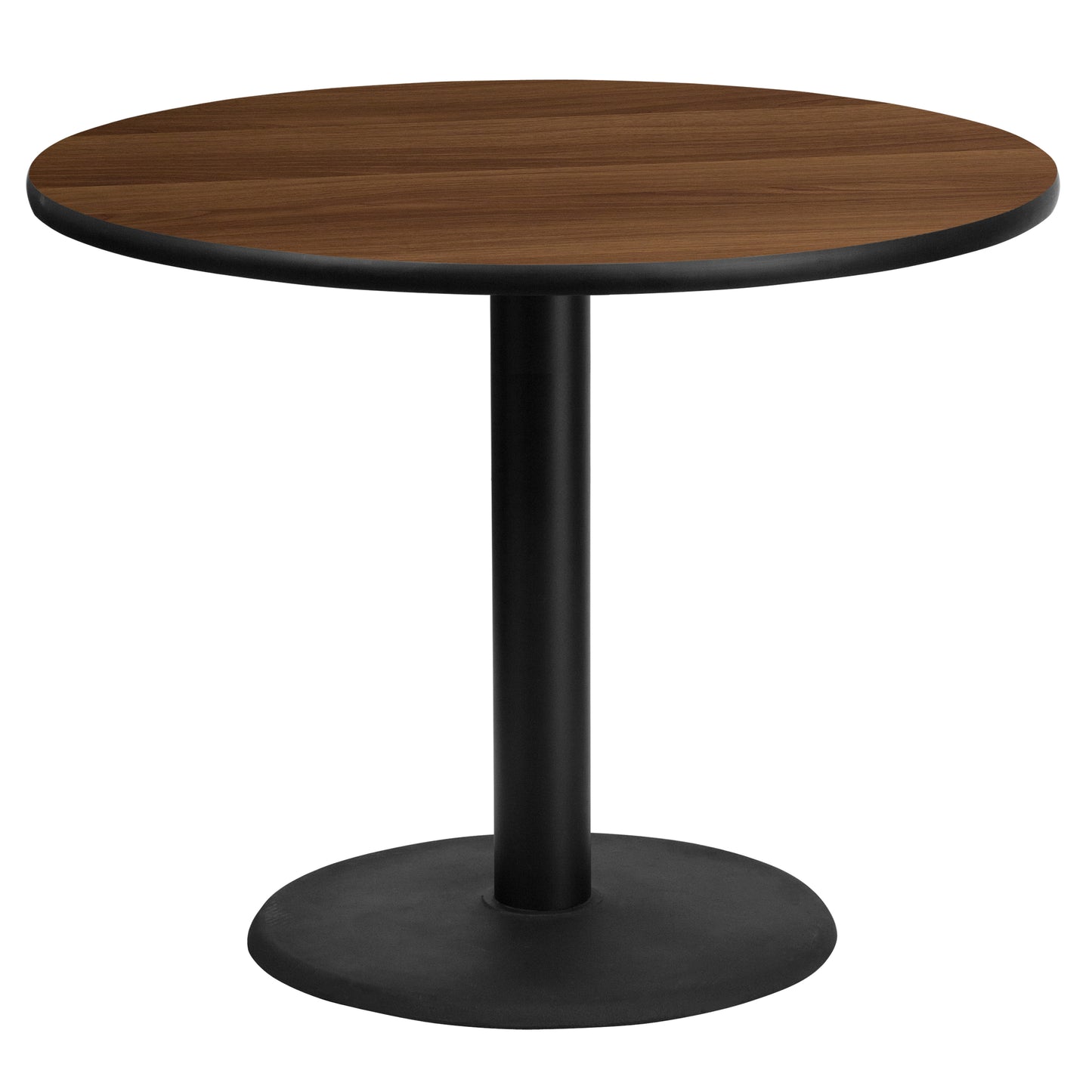 Graniss 36'' Round Walnut Laminate Table Top with 24'' Round Table Height Base Walnut
