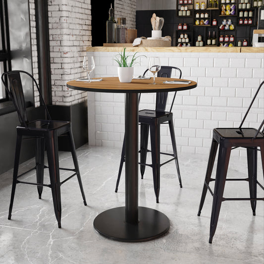 Stiles 36'' Round Walnut Laminate Table Top with 24'' Round Bar Height Table Base Walnut