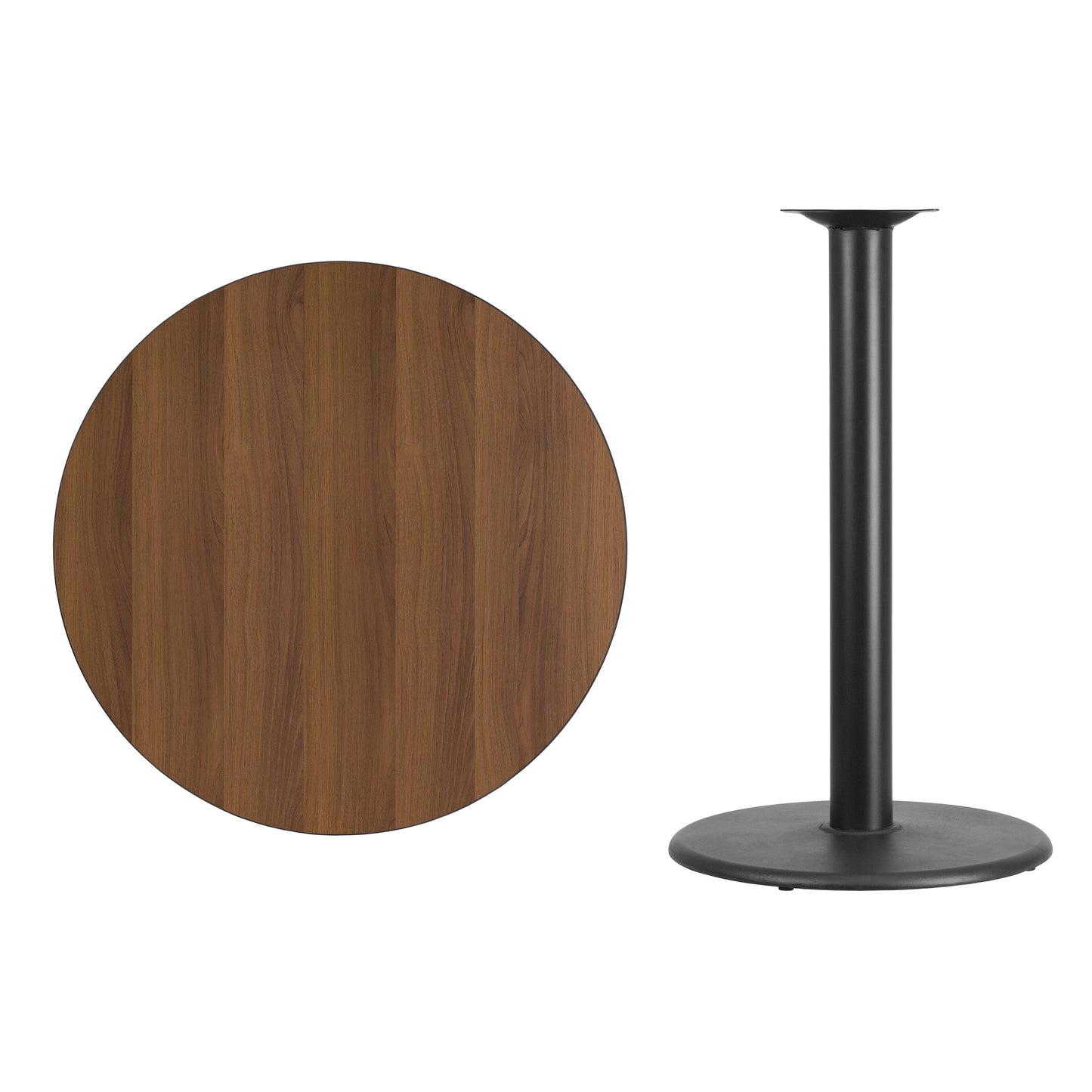 Stiles 36'' Round Walnut Laminate Table Top with 24'' Round Bar Height Table Base Walnut