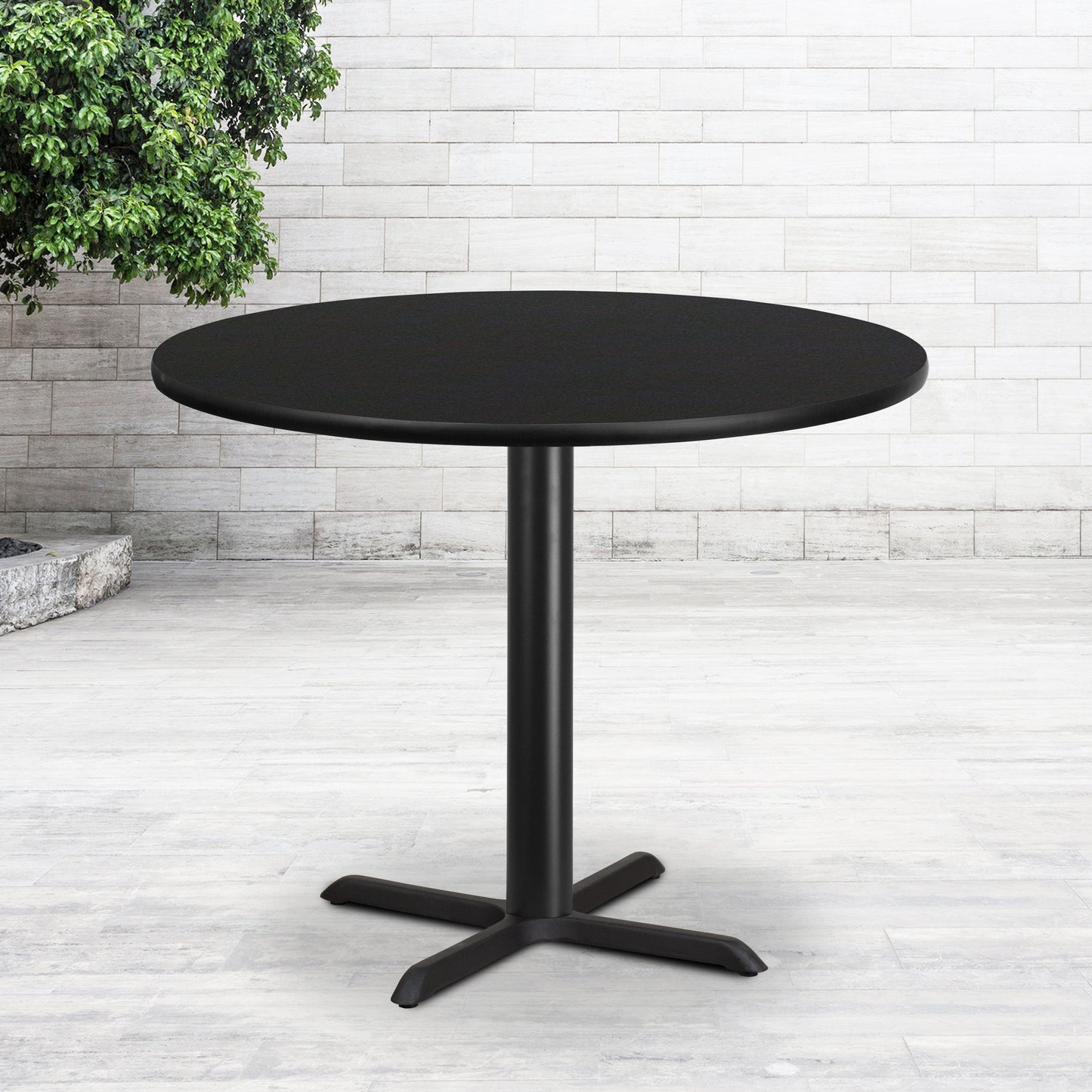Stiles 42'' Round Black Laminate Table Top with 33'' x 33'' Table Height Base Black