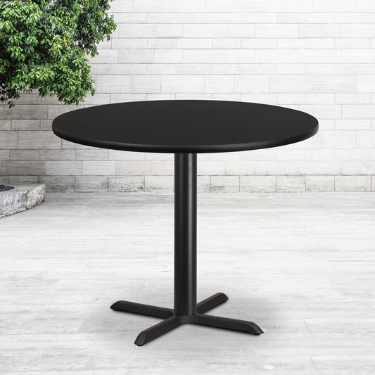 Stiles 42'' Round Black Laminate Table Top with 33'' x 33'' Table Height Base Black