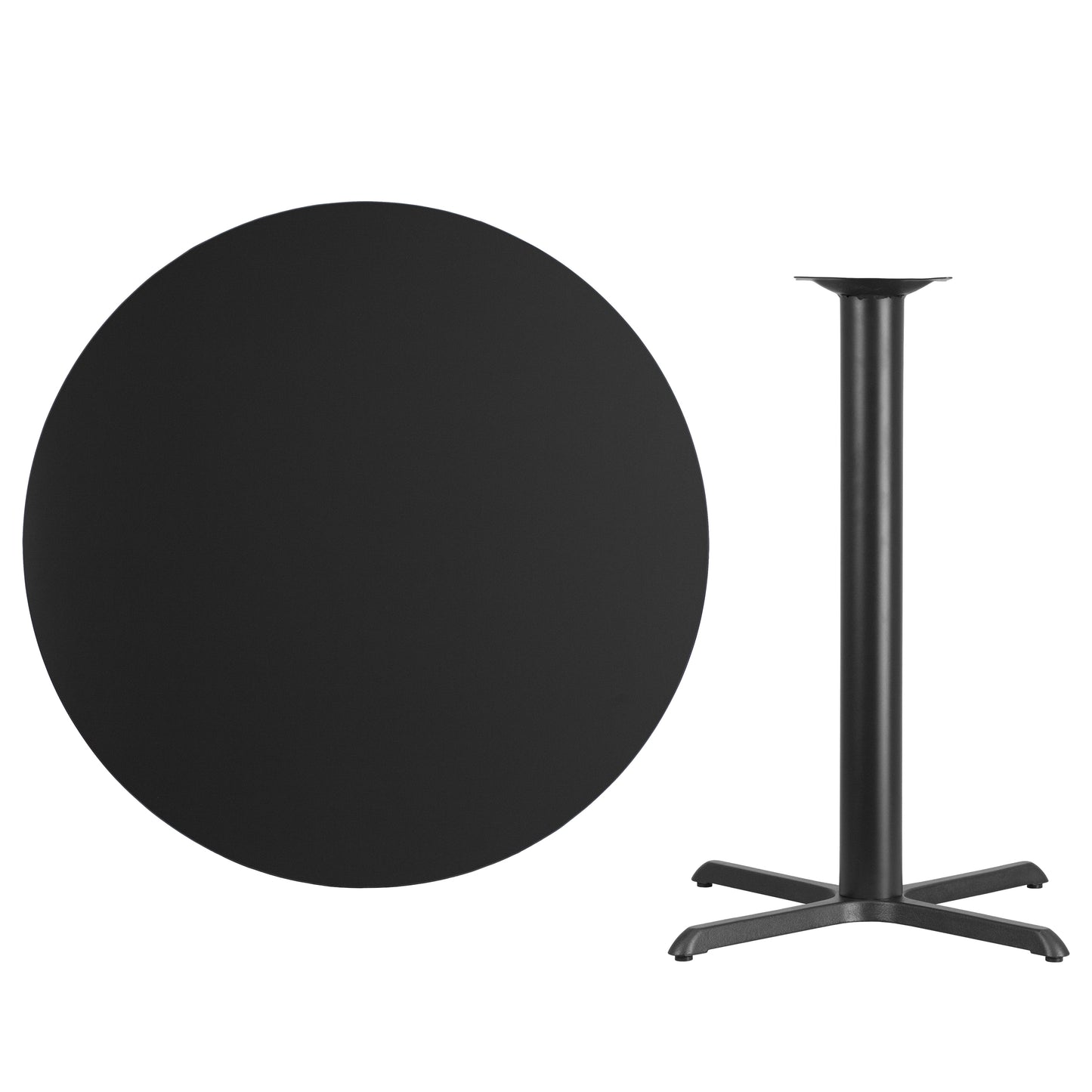 Stiles 42'' Round Black Laminate Table Top with 33'' x 33'' Bar Height Table Base Black