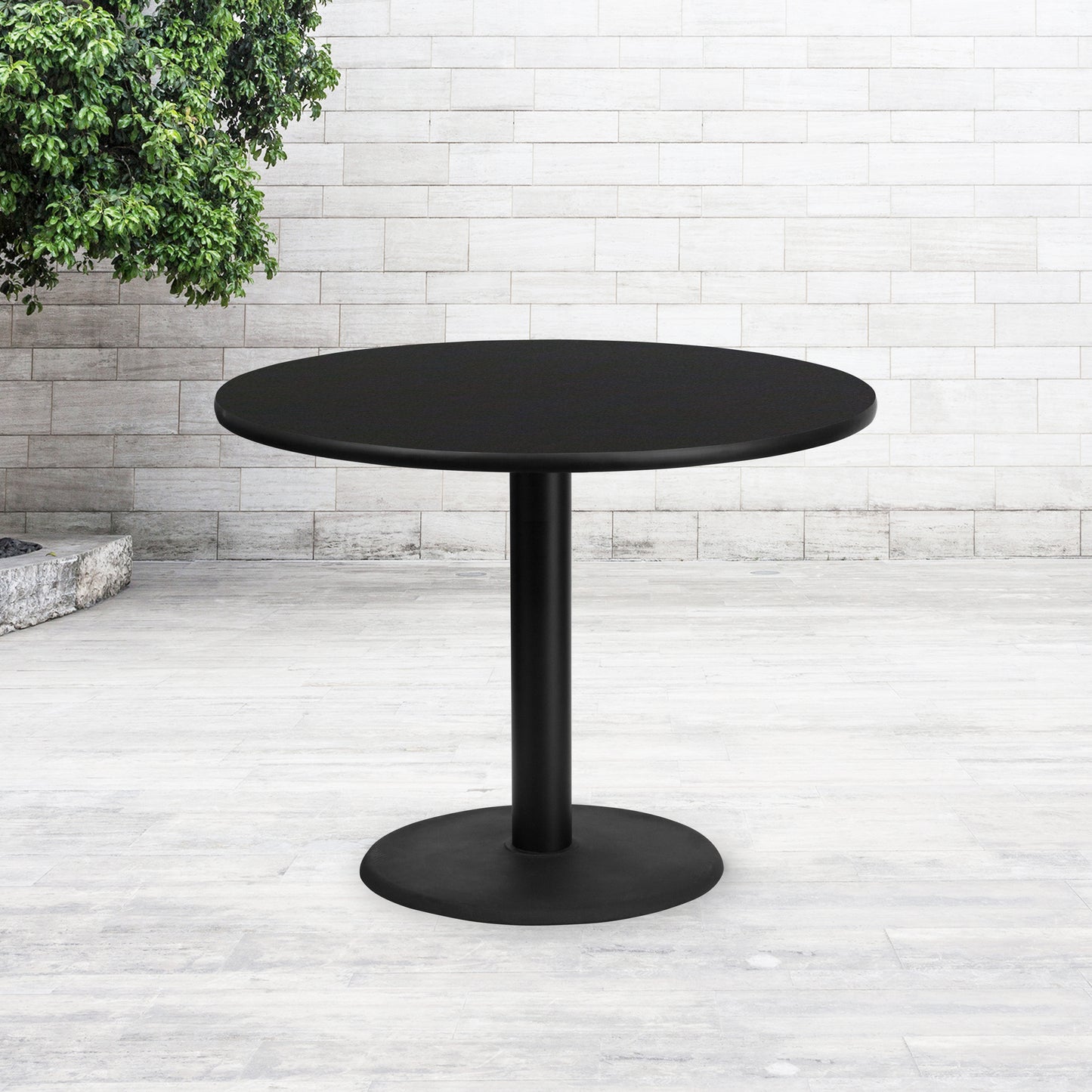 Stiles 42'' Round Black Laminate Table Top with 24'' Round Table Height Base Black