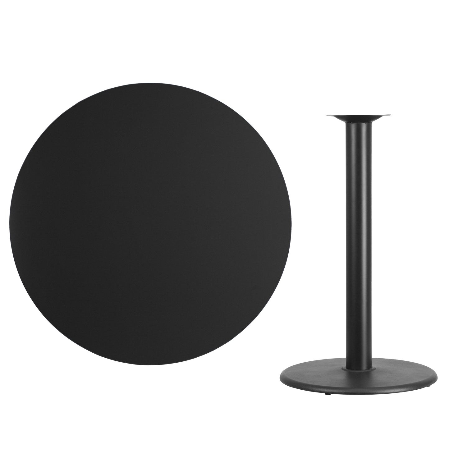 Stiles 42'' Round Black Laminate Table Top with 24'' Round Bar Height Table Base Black
