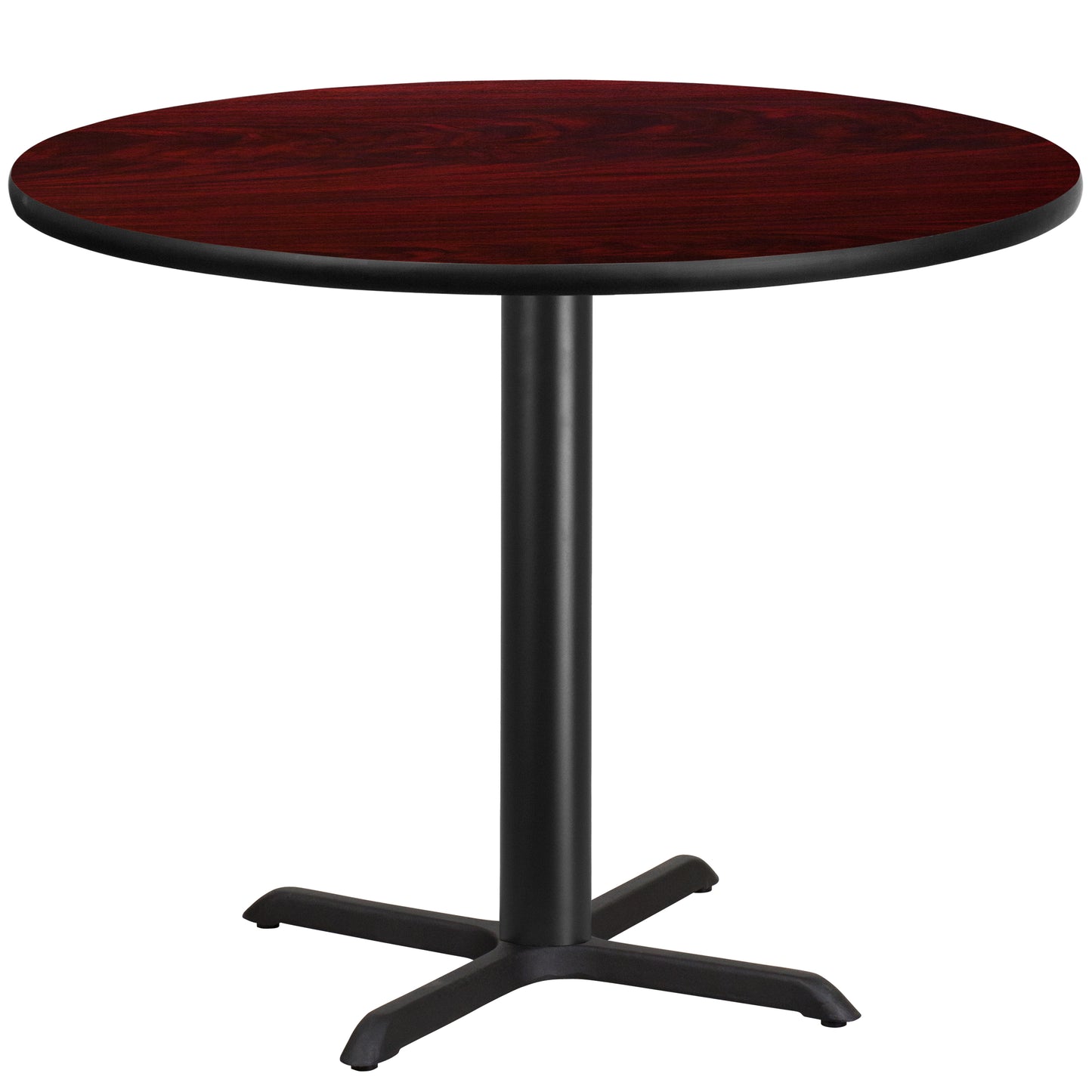 Graniss 42'' Round Mahogany Laminate Table Top with 33'' x 33'' Table Height Base Mahogany