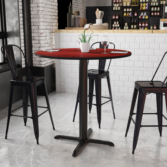 Stiles 42'' Round Mahogany Laminate Table Top with 33'' x 33'' Bar Height Table Base Mahogany