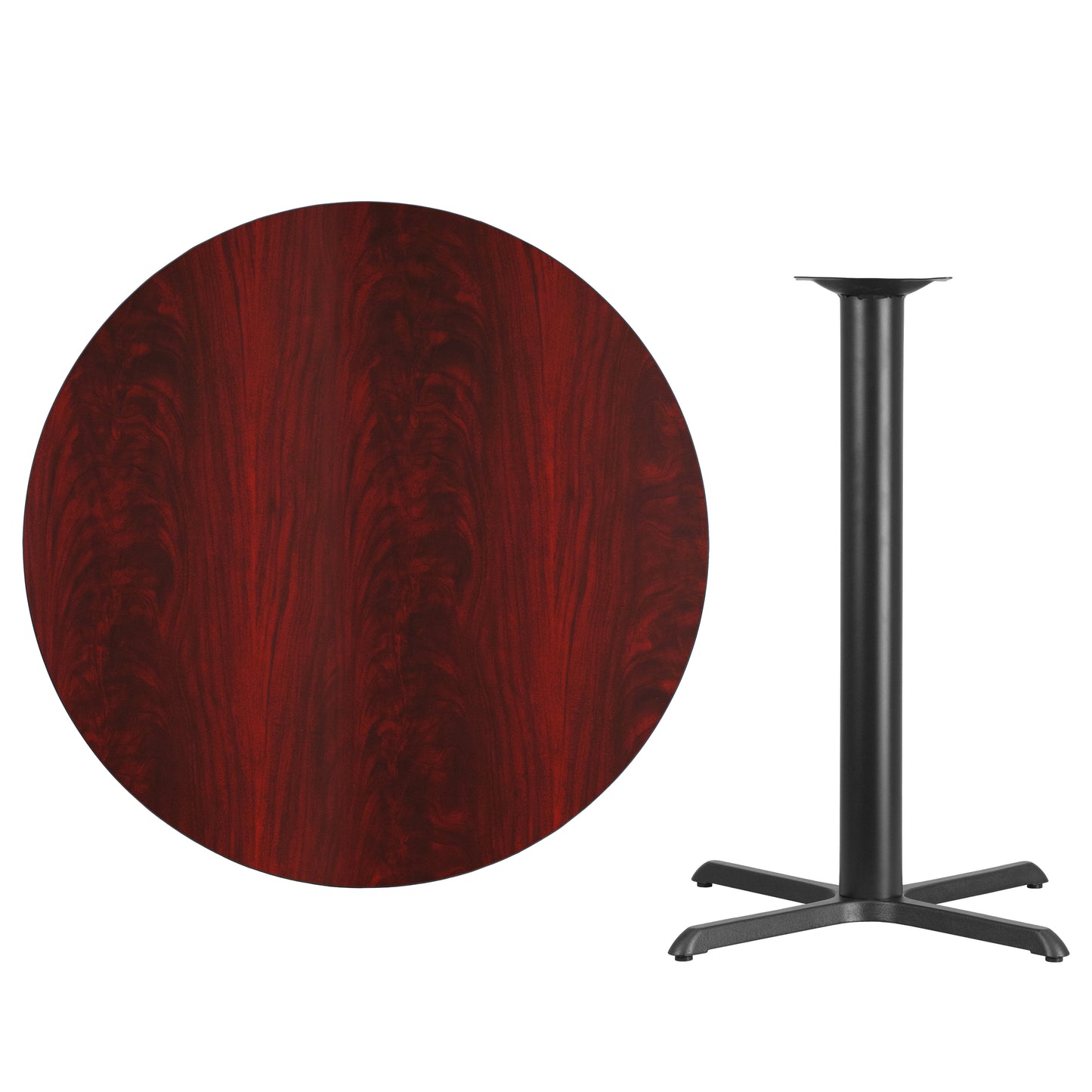 Stiles 42'' Round Mahogany Laminate Table Top with 33'' x 33'' Bar Height Table Base Mahogany