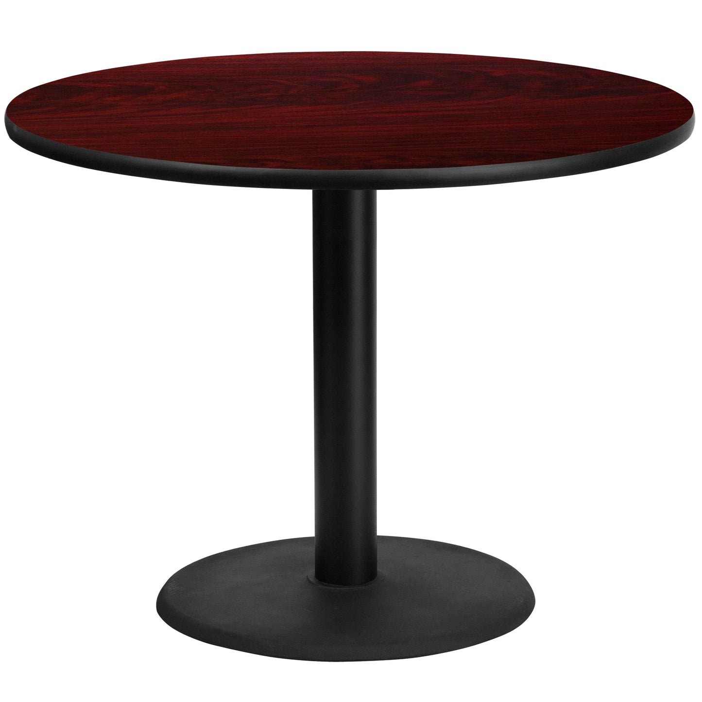 Graniss 42'' Round Mahogany Laminate Table Top with 24'' Round Table Height Base Mahogany
