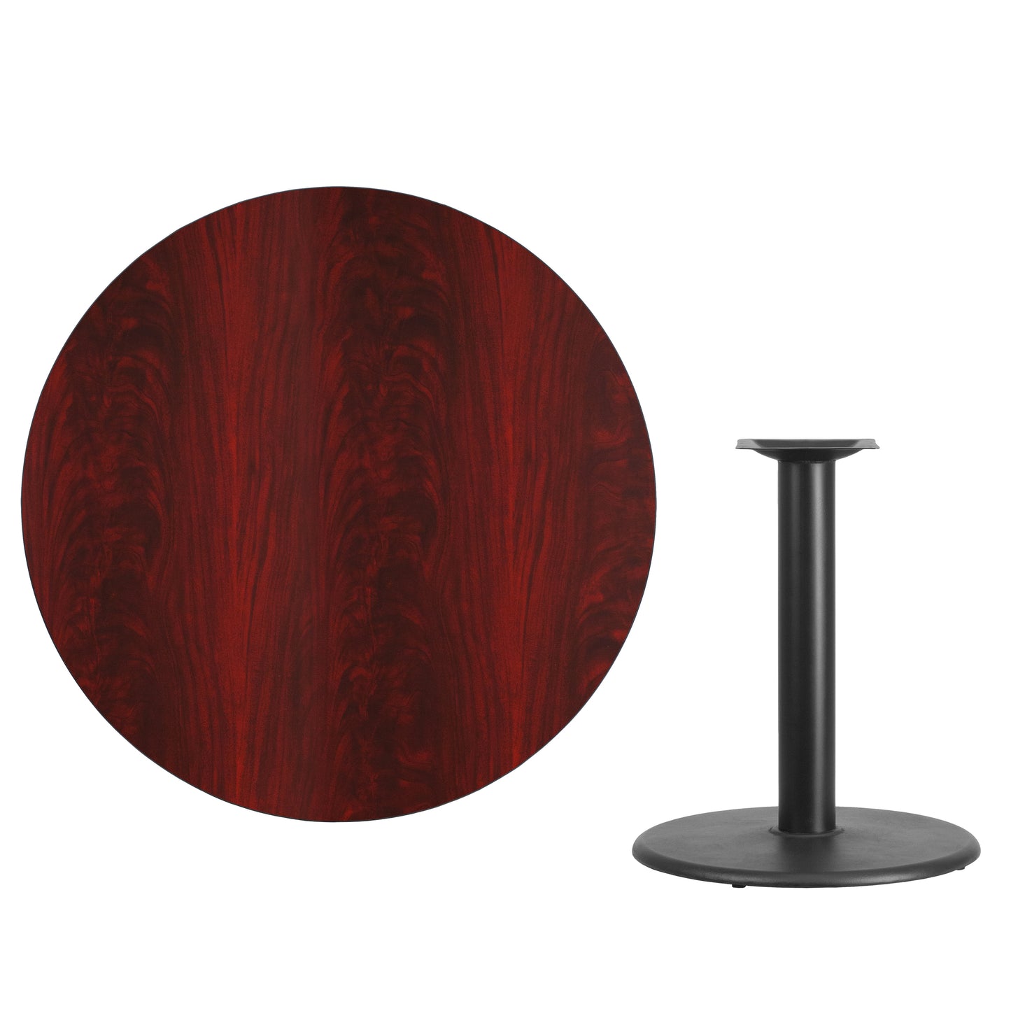 Graniss 42'' Round Mahogany Laminate Table Top with 24'' Round Table Height Base Mahogany