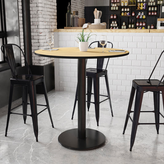 Stiles 42'' Round Natural Laminate Table Top with 24'' Round Bar Height Table Base Natural