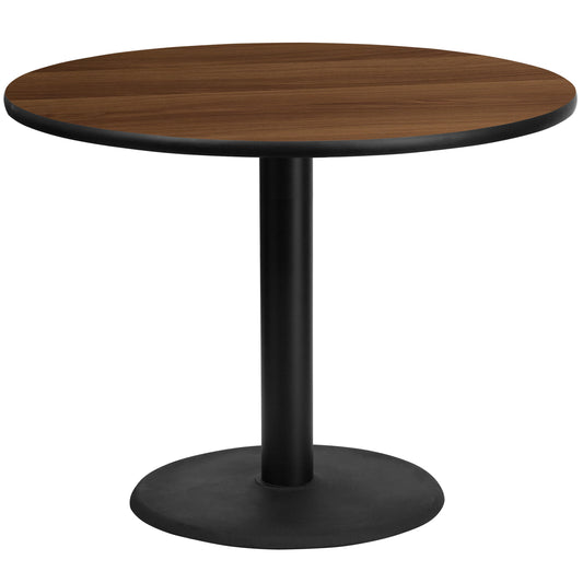 Graniss 42'' Round Walnut Laminate Table Top with 24'' Round Table Height Base Walnut