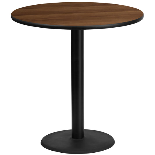 Stiles 42'' Round Walnut Laminate Table Top with 24'' Round Bar Height Table Base Walnut
