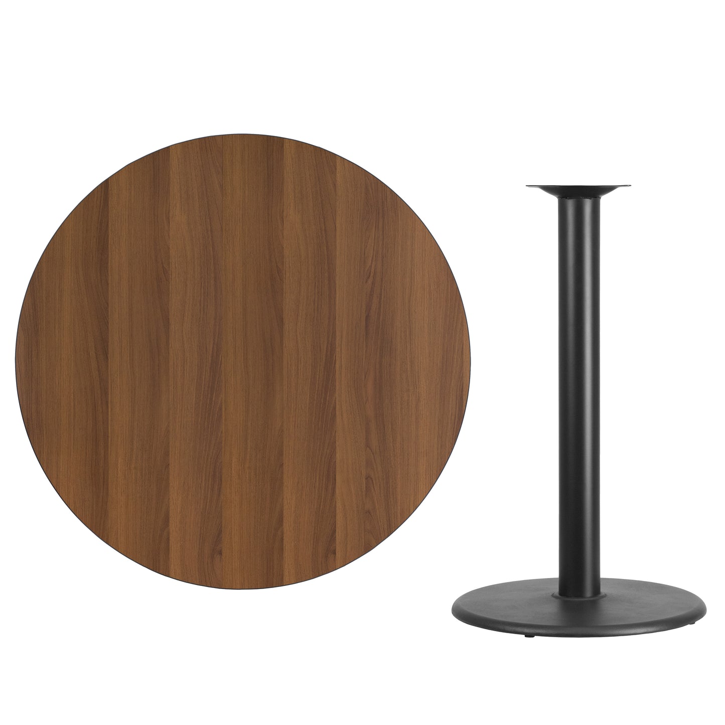 Stiles 42'' Round Walnut Laminate Table Top with 24'' Round Bar Height Table Base Walnut