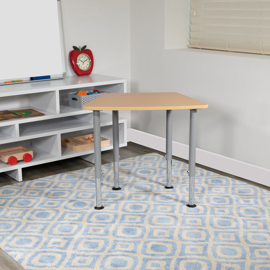 Billie Hex Natural Collaborative Student Desk (Adjustable from 22.3" to 34") - Home and Classroom Natural XU-SF-1001-NAT-A-GG