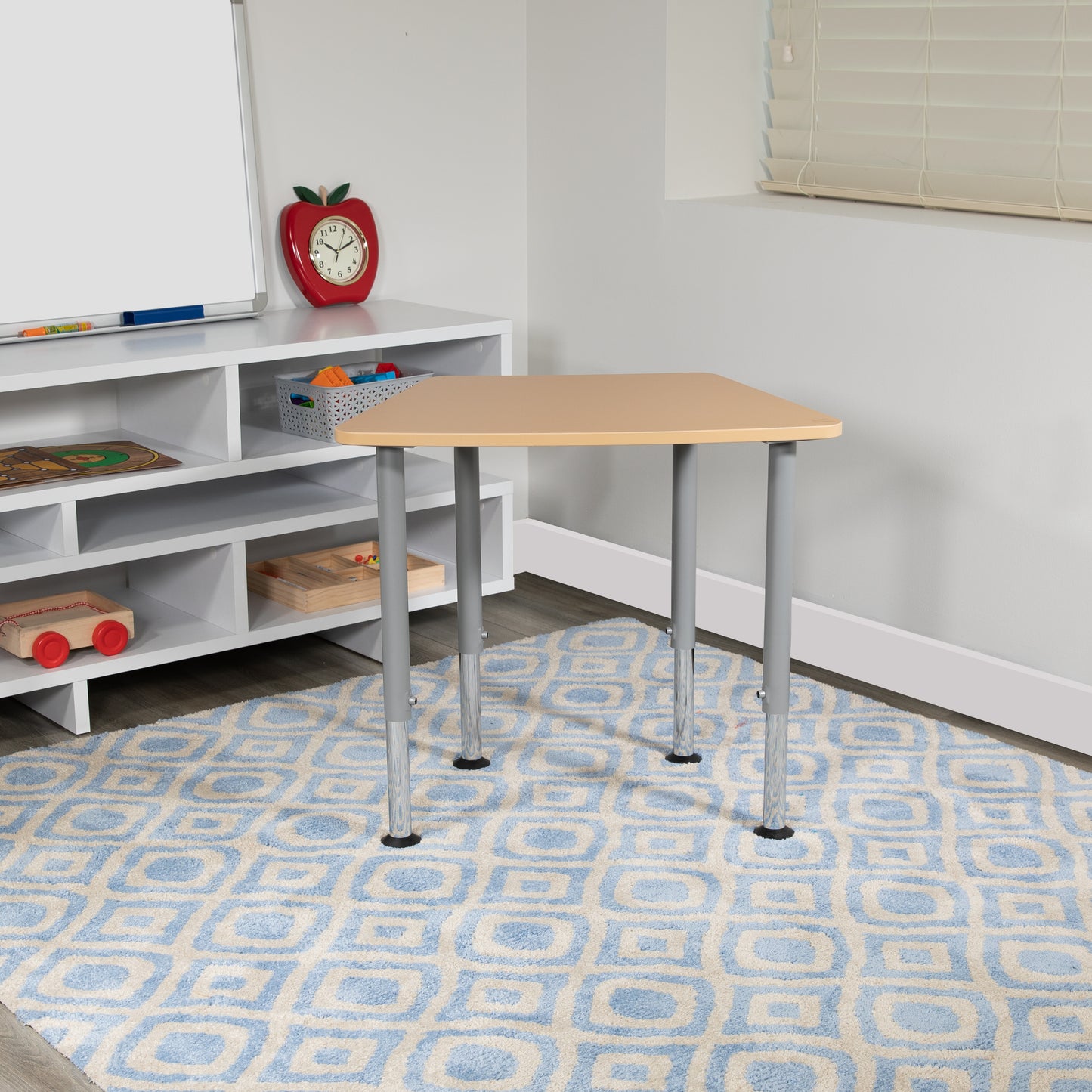 Billie Hex Natural Collaborative Student Desk (Adjustable from 22.3" to 34") - Home and Classroom Natural