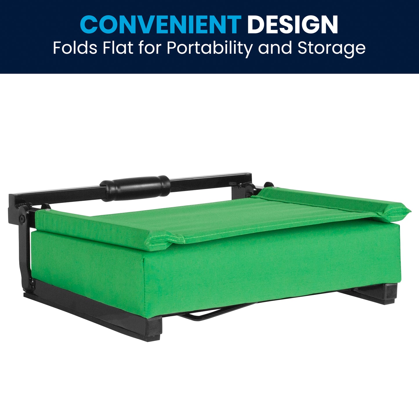 Grandstand Comfort 500 lb Capacity Padded Stadium Chairs, Folding Seats with Handles, Lightweight & Durable, Bright Green Bright Green