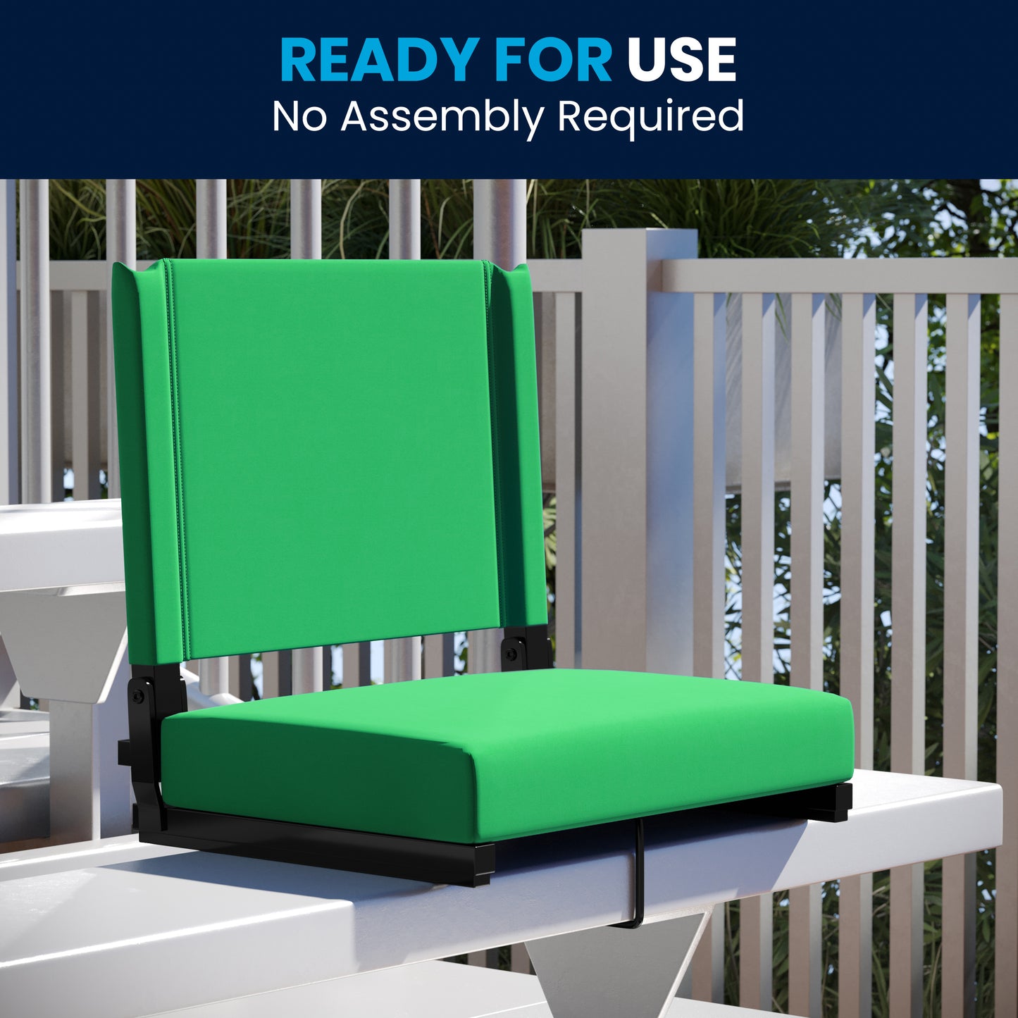 Grandstand Comfort 500 lb Capacity Padded Stadium Chairs, Folding Seats with Handles, Lightweight & Durable, Bright Green Bright Green