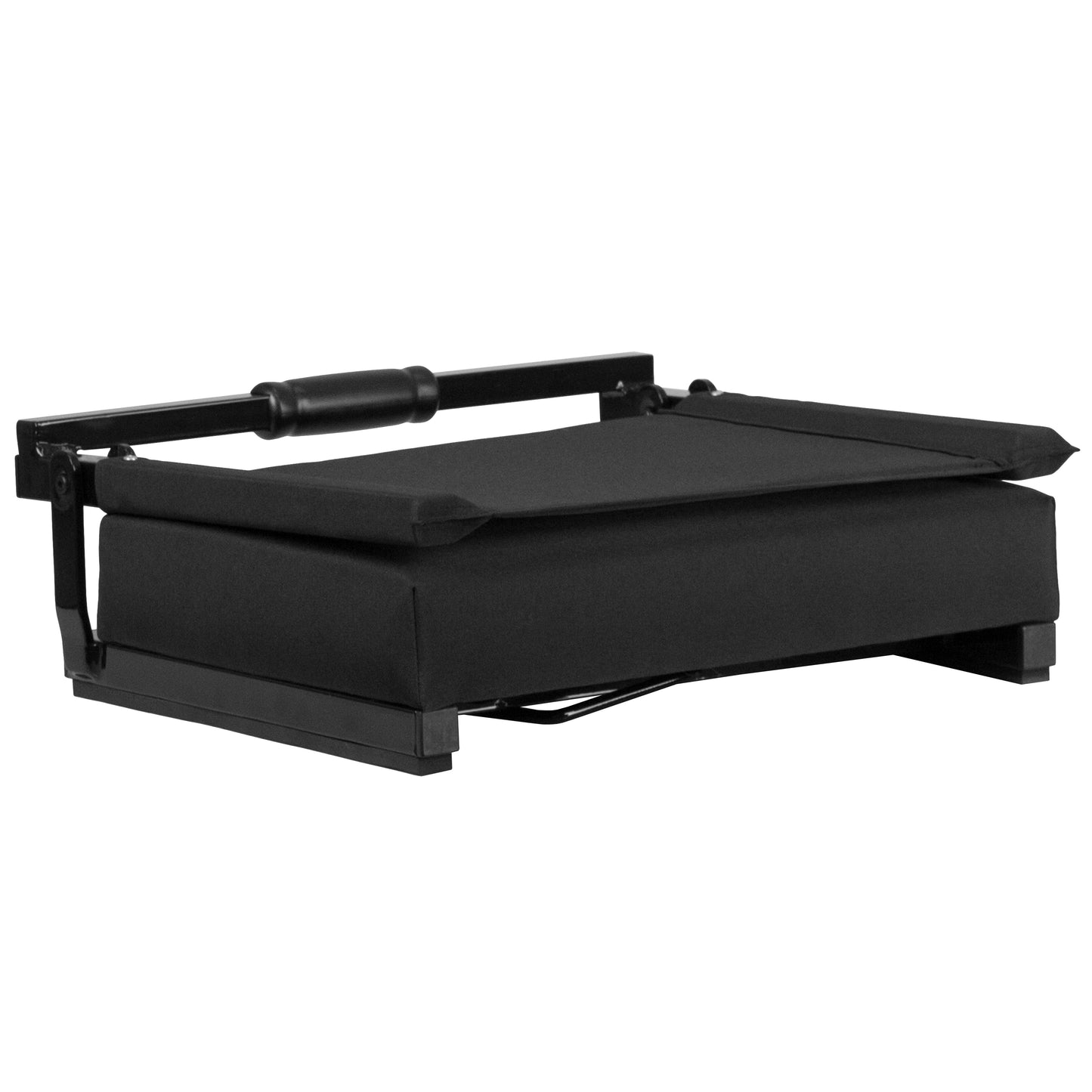 Grandstand Comfort 500 lb Capacity Padded Stadium Chairs, Folding Seats with Handles, Lightweight & Durable, Black Black