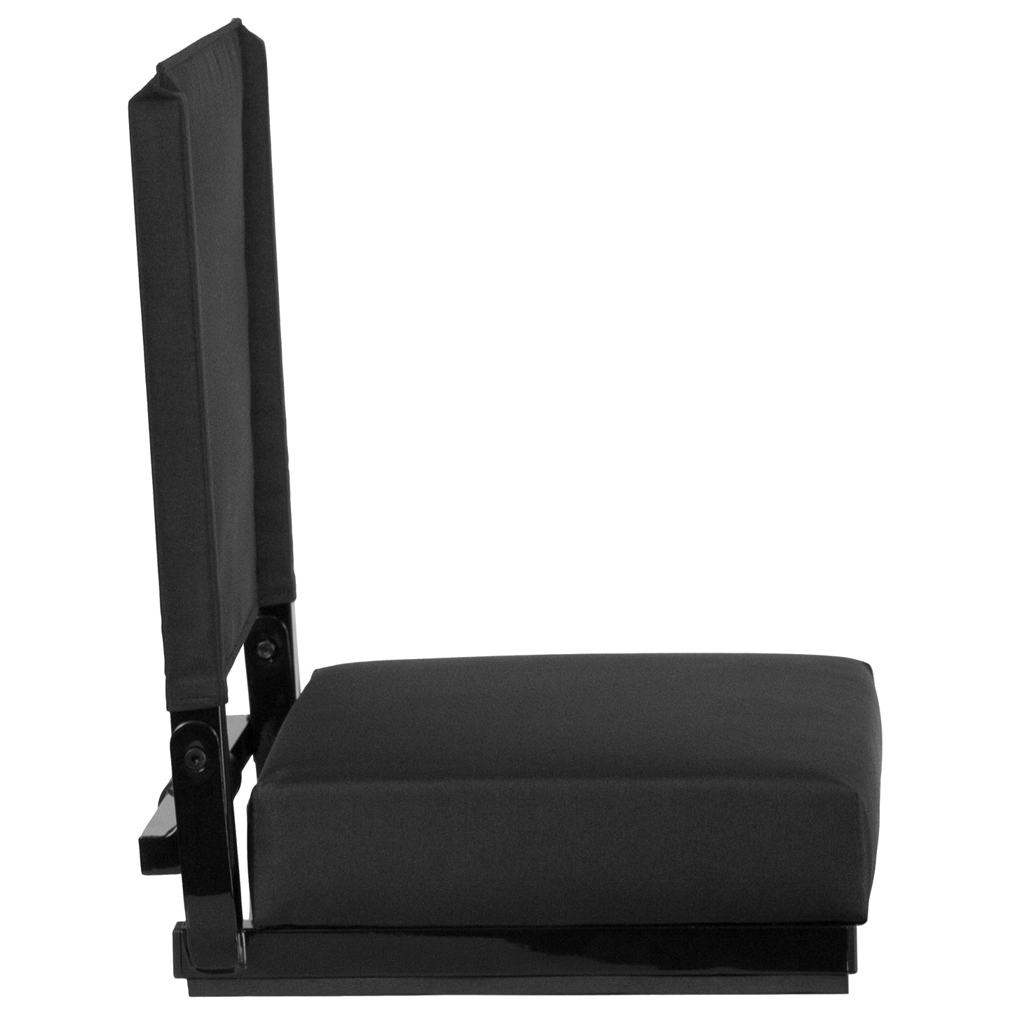 Grandstand Comfort 500 lb Capacity Padded Stadium Chairs, Folding Seats with Handles, Lightweight & Durable, Black Black