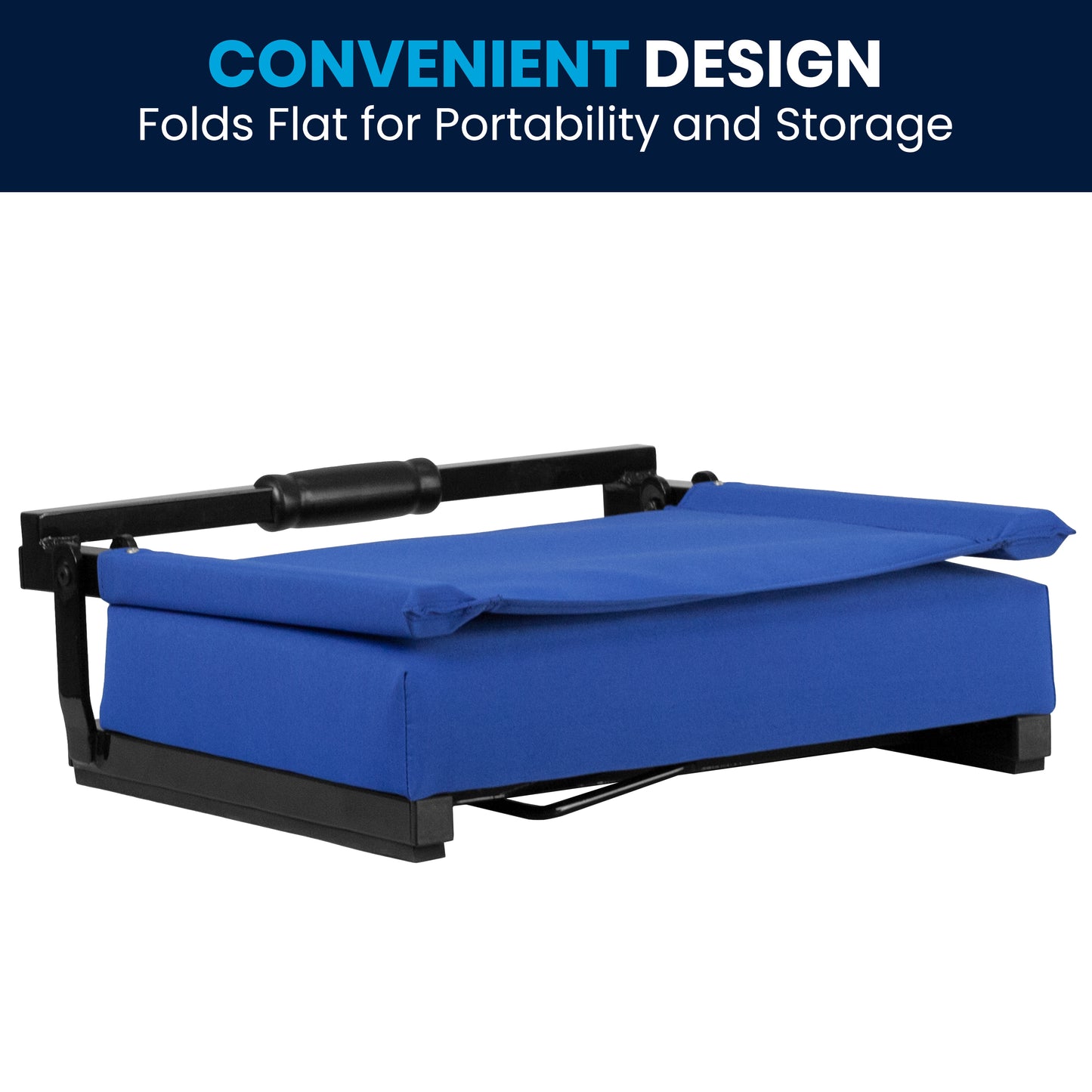 Grandstand Comfort 500 lb Capacity Padded Stadium Chairs, Folding Seats with Handles, Lightweight & Durable, Blue Blue