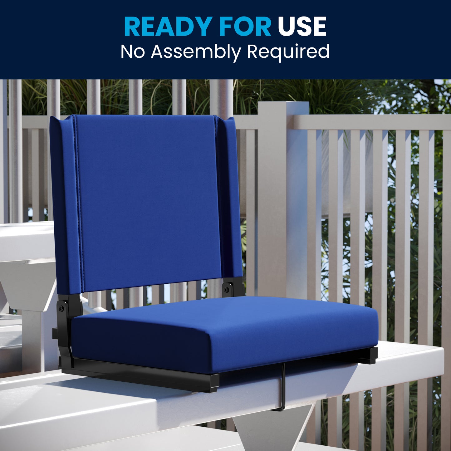Grandstand Comfort 500 lb Capacity Padded Stadium Chairs, Folding Seats with Handles, Lightweight & Durable, Blue Blue