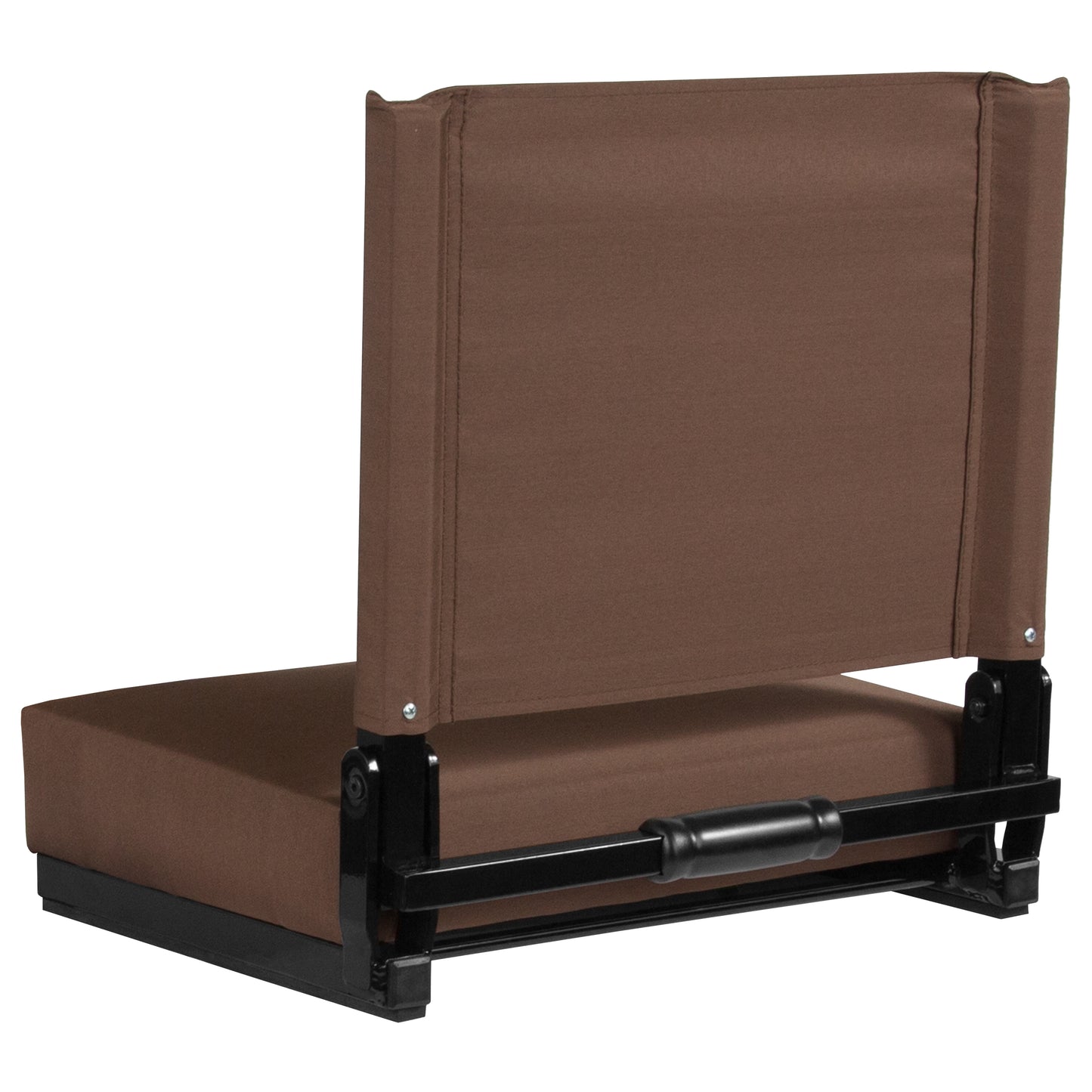 Grandstand Comfort 500 lb Capacity Padded Stadium Chairs, Folding Seats with Handles, Lightweight & Durable, Dark Brown Brown