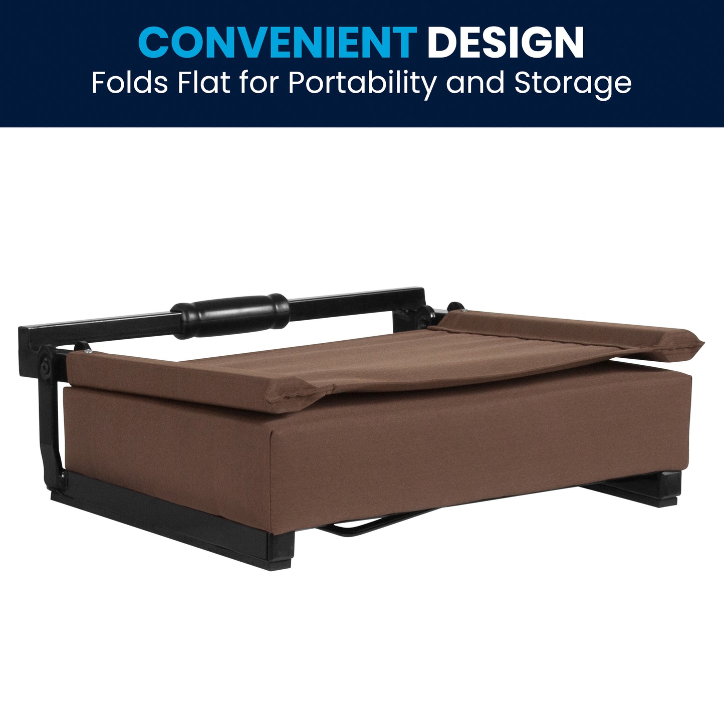 Grandstand Comfort 500 lb Capacity Padded Stadium Chairs, Folding Seats with Handles, Lightweight & Durable, Dark Brown Brown