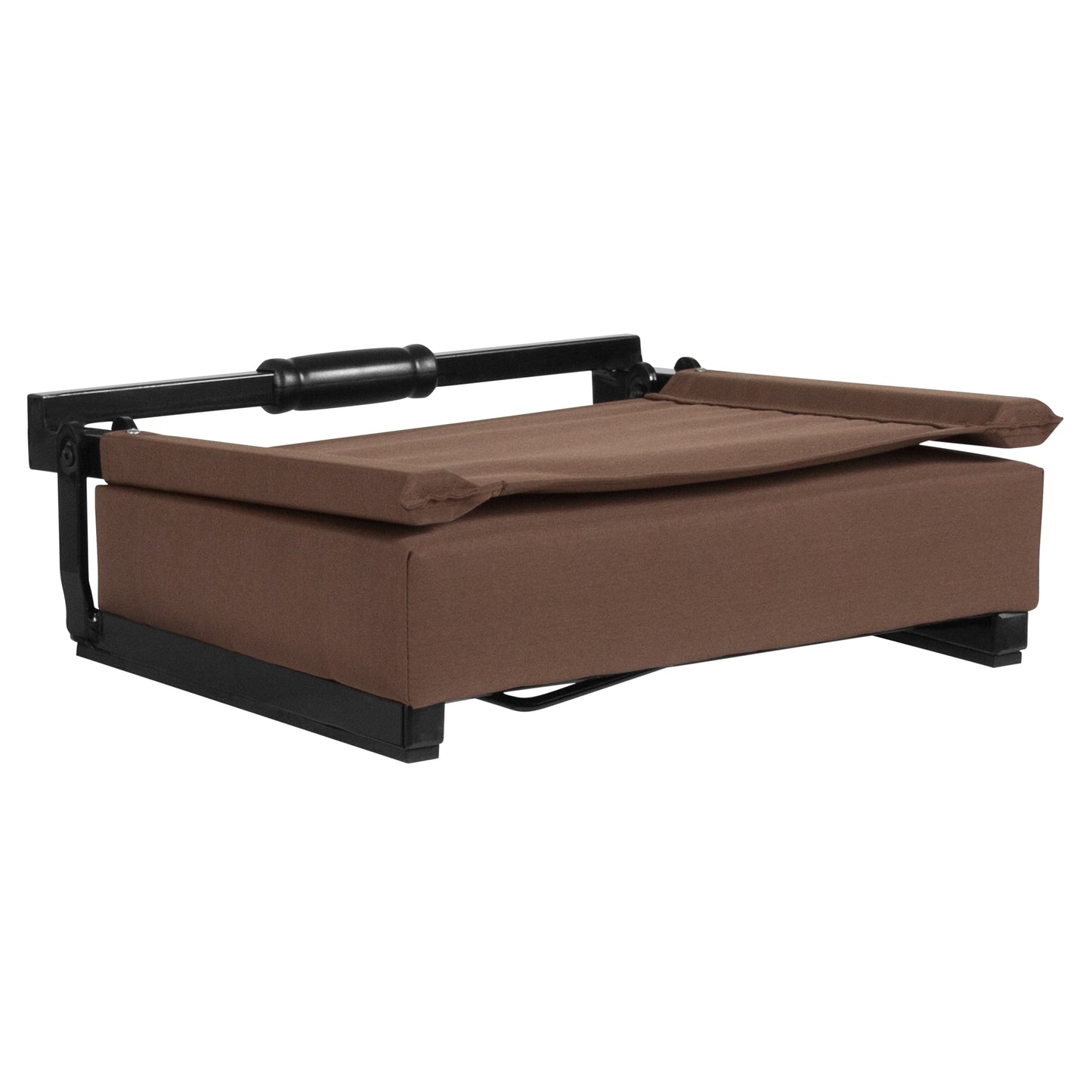 Grandstand Comfort 500 lb Capacity Padded Stadium Chairs, Folding Seats with Handles, Lightweight & Durable, Dark Brown Brown