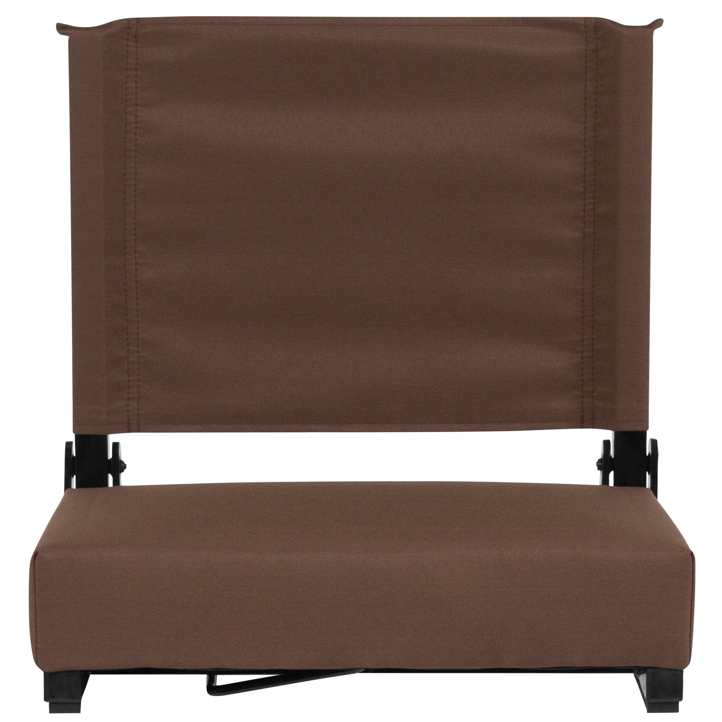 Grandstand Comfort 500 lb Capacity Padded Stadium Chairs, Folding Seats with Handles, Lightweight & Durable, Dark Brown Brown