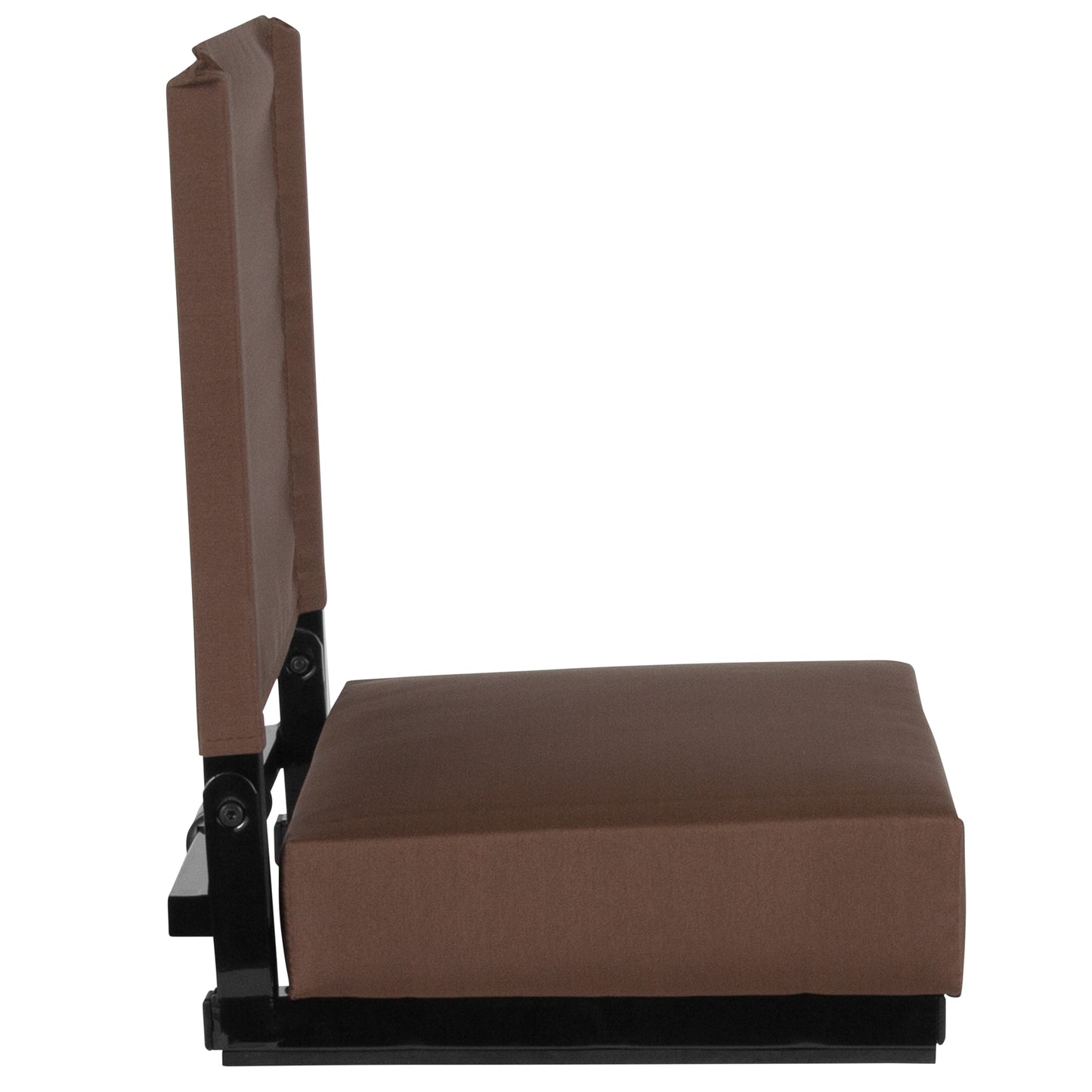 Grandstand Comfort 500 lb Capacity Padded Stadium Chairs, Folding Seats with Handles, Lightweight & Durable, Dark Brown Brown
