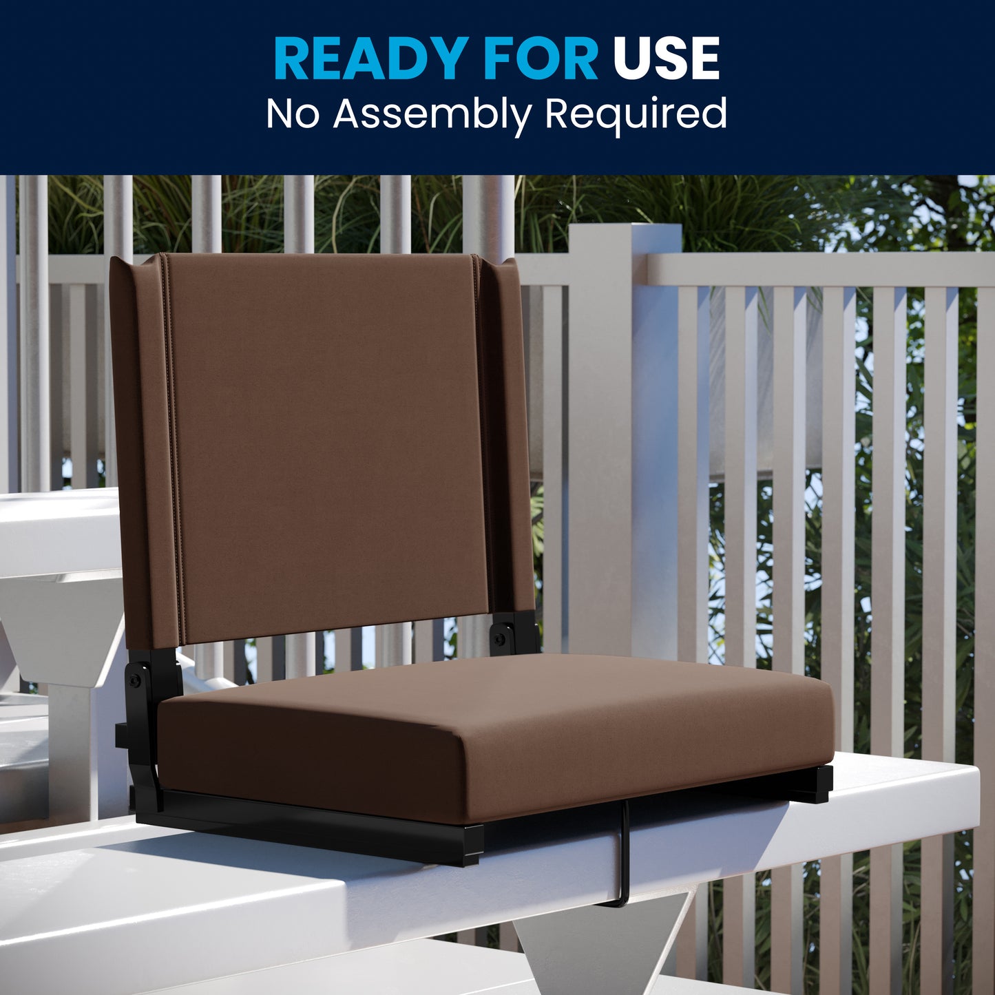 Grandstand Comfort 500 lb Capacity Padded Stadium Chairs, Folding Seats with Handles, Lightweight & Durable, Dark Brown Brown