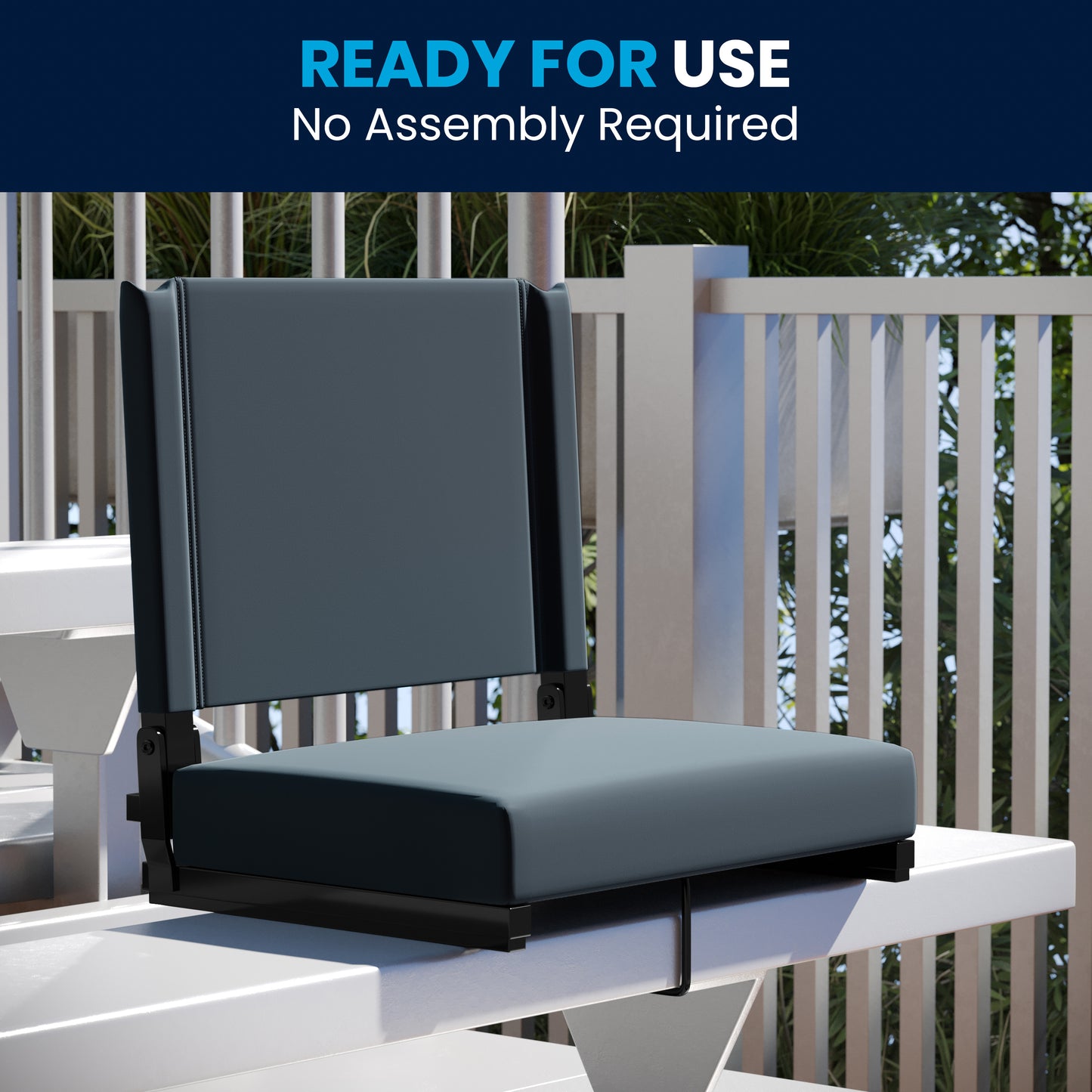 Grandstand Comfort 500 lb Capacity Padded Stadium Chair, Folding Seat with Handle, Lightweight & Durable, Dark Blue Dark Blue