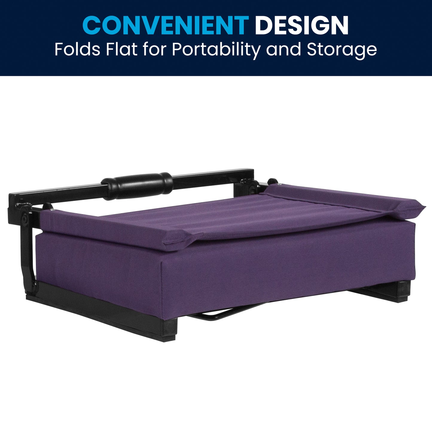 Grandstand Comfort 500 lb Capacity Padded Stadium Chairs, Folding Seats with Handles, Lightweight & Durable, Dark Purple Dark Purple