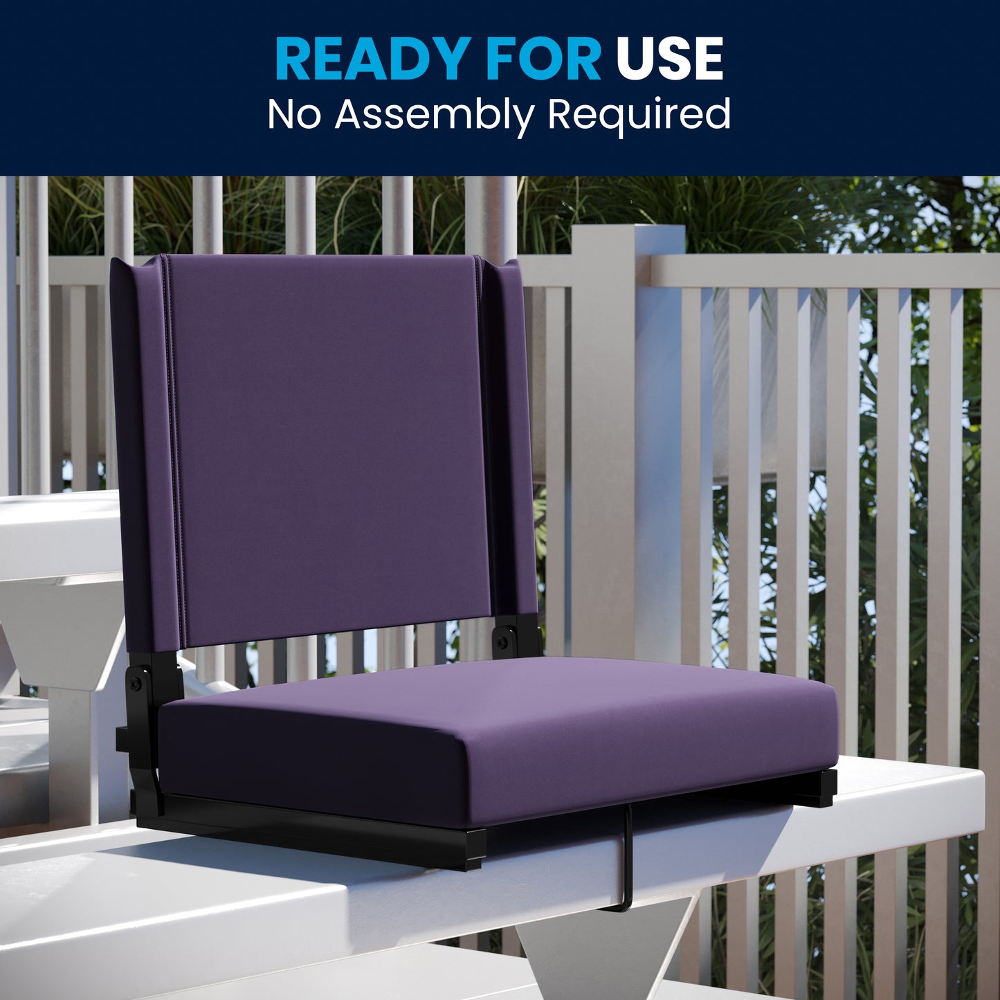 Grandstand Comfort 500 lb Capacity Padded Stadium Chairs, Folding Seats with Handles, Lightweight & Durable, Dark Purple Dark Purple