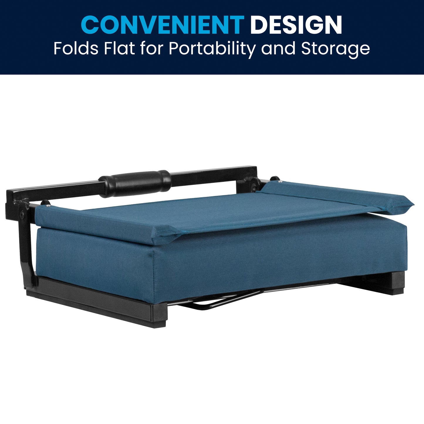 Grandstand Comfort 500 lb Capacity Padded Stadium Chairs, Folding Seats with Handles, Lightweight & Durable, Teal Teal