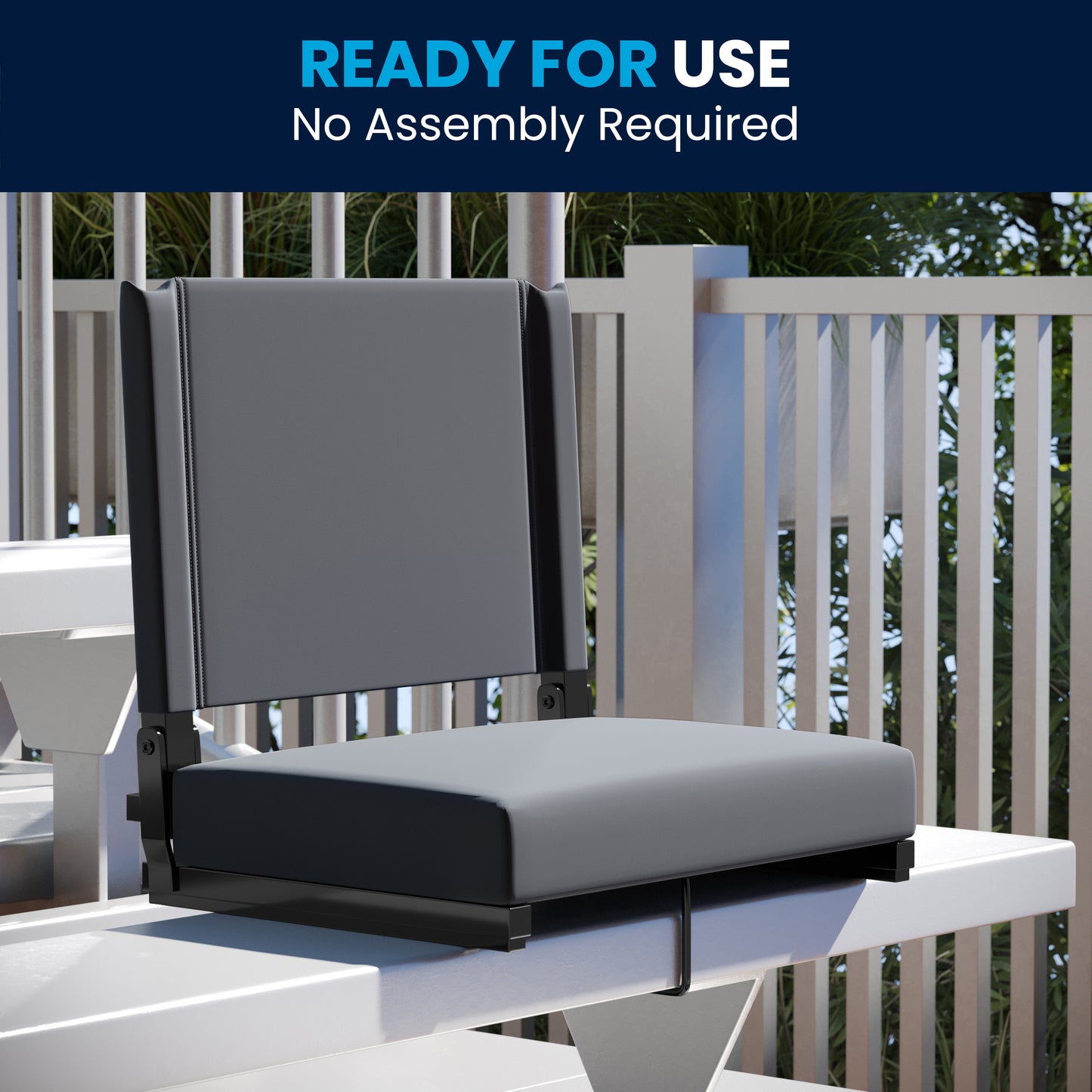 Grandstand Comfort 500 lb Capacity Padded Stadium Chairs, Folding Seats with Handles, Lightweight & Durable, Gray Gray