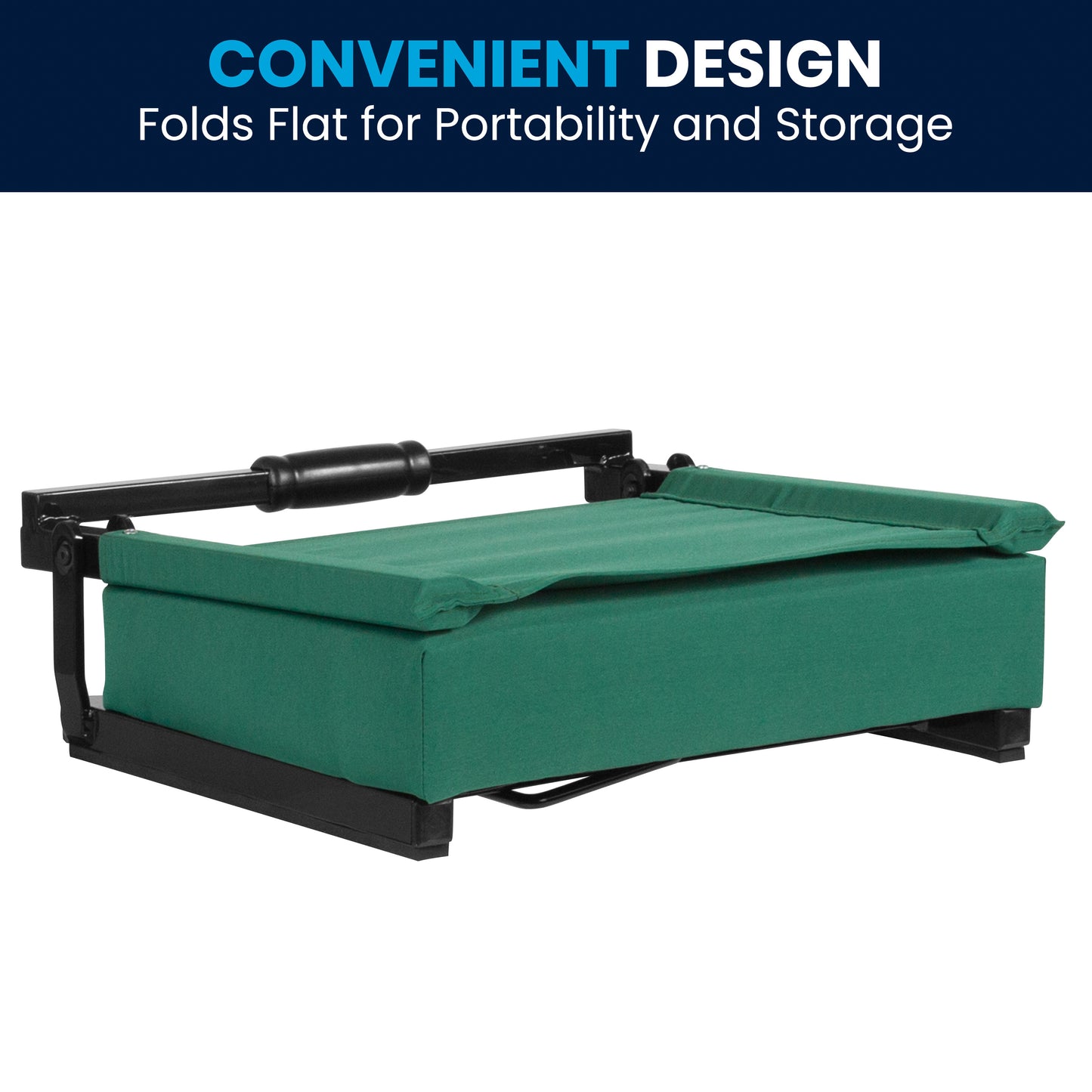 Grandstand Comfort 500 lb Capacity Padded Stadium Chairs, Folding Seats with Handles, Lightweight & Durable, Hunter Green Hunter Green