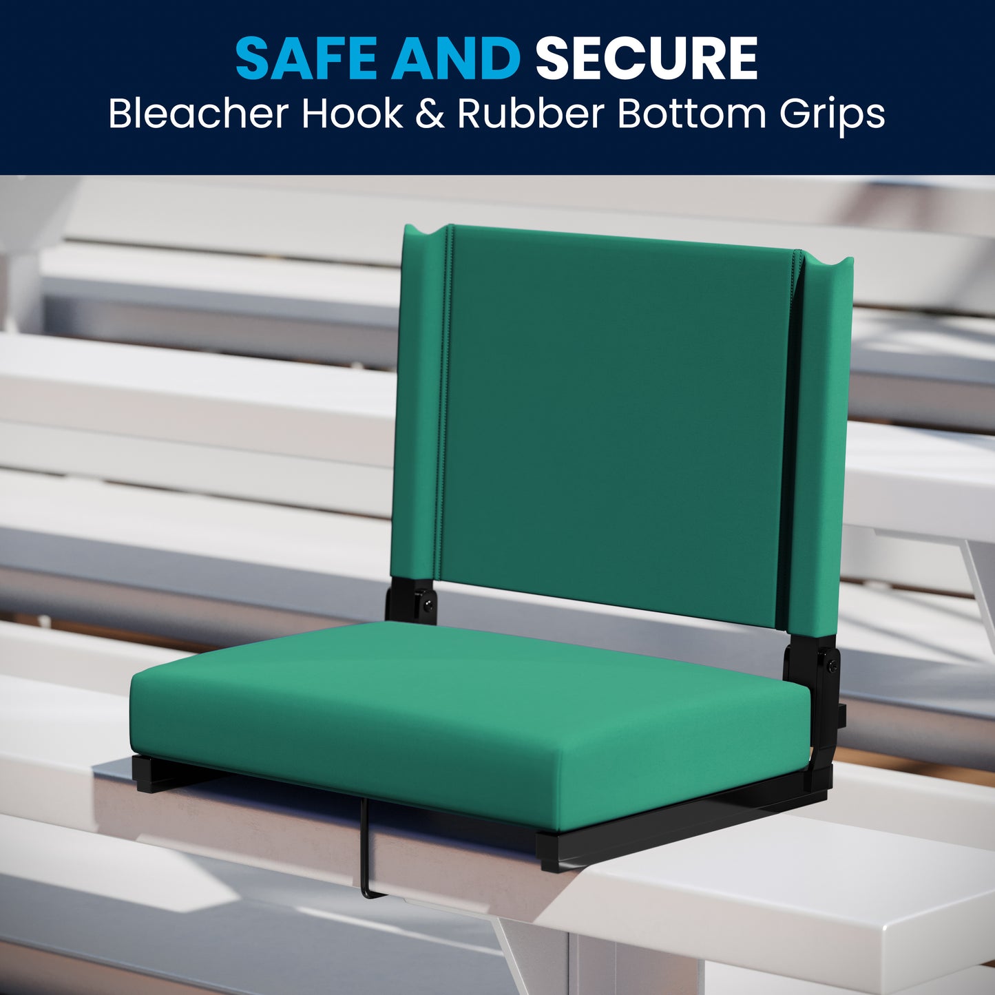 Grandstand Comfort 500 lb Capacity Padded Stadium Chairs, Folding Seats with Handles, Lightweight & Durable, Hunter Green Hunter Green