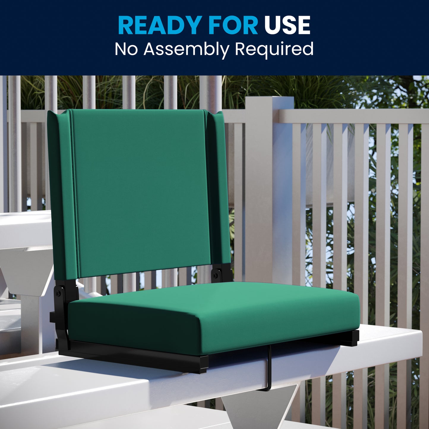 Grandstand Comfort 500 lb Capacity Padded Stadium Chairs, Folding Seats with Handles, Lightweight & Durable, Hunter Green Hunter Green
