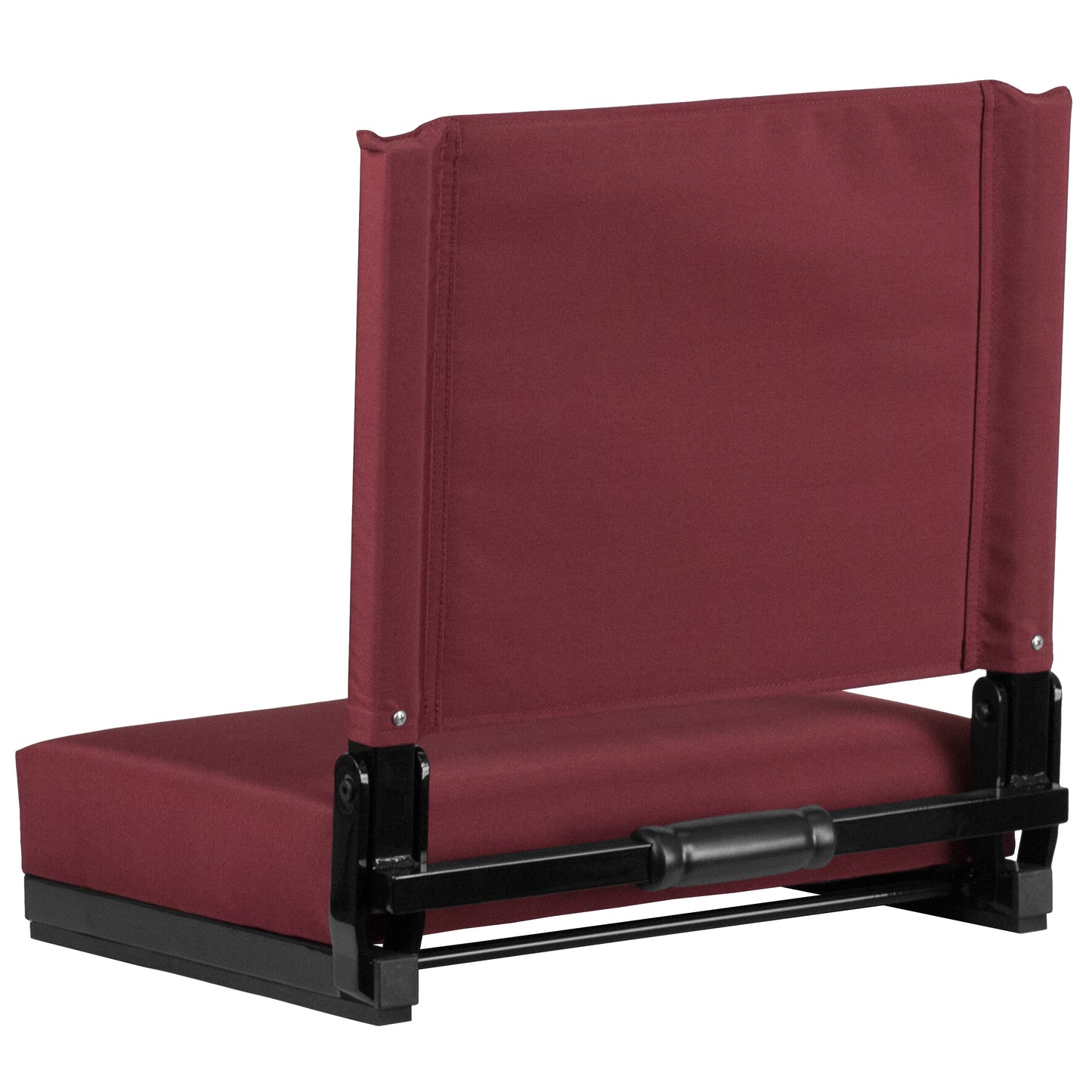Grandstand Comfort 500 lb Capacity Padded Stadium Chairs, Folding Seats with Handles, Lightweight & Durable, Maroon Maroon