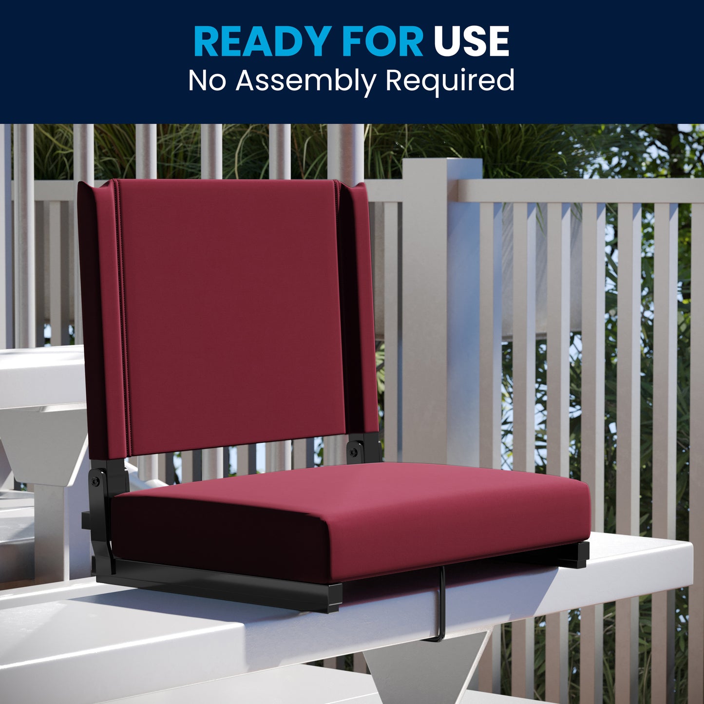Grandstand Comfort 500 lb Capacity Padded Stadium Chairs, Folding Seats with Handles, Lightweight & Durable, Maroon Maroon
