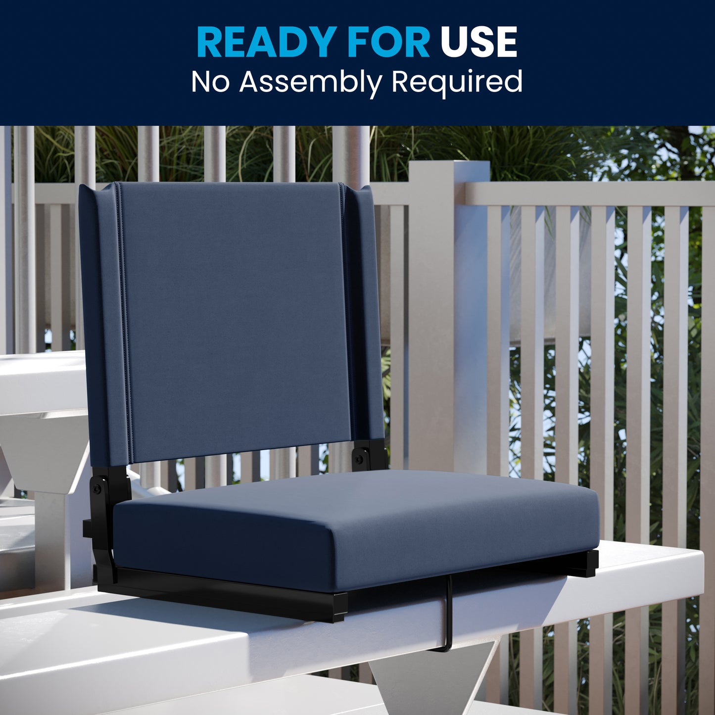 Grandstand Comfort Stadium Seat with Handle, 500 lb Rated, Padded Cushions, Foldable & Lightweight for Bleachers & Outdoor Events, Navy Blue Navy Blue