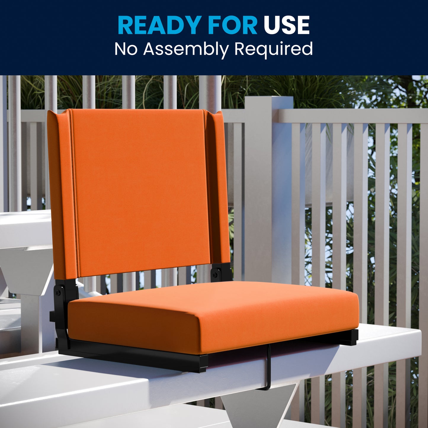 Grandstand Comfort 500 lb Capacity Padded Stadium Chairs, Folding Seats with Handles, Lightweight & Durable, Orange Orange