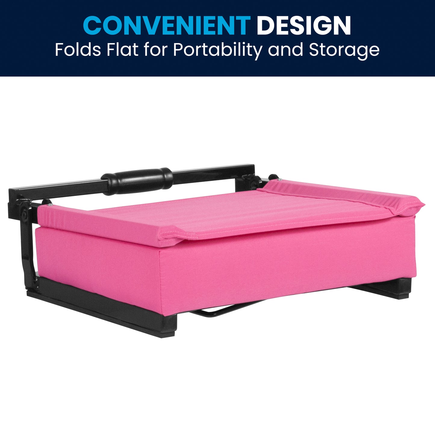 Grandstand Comfort 500 lb Capacity Padded Stadium Chairs, Folding Seats with Handles, Lightweight & Durable, Pink Pink