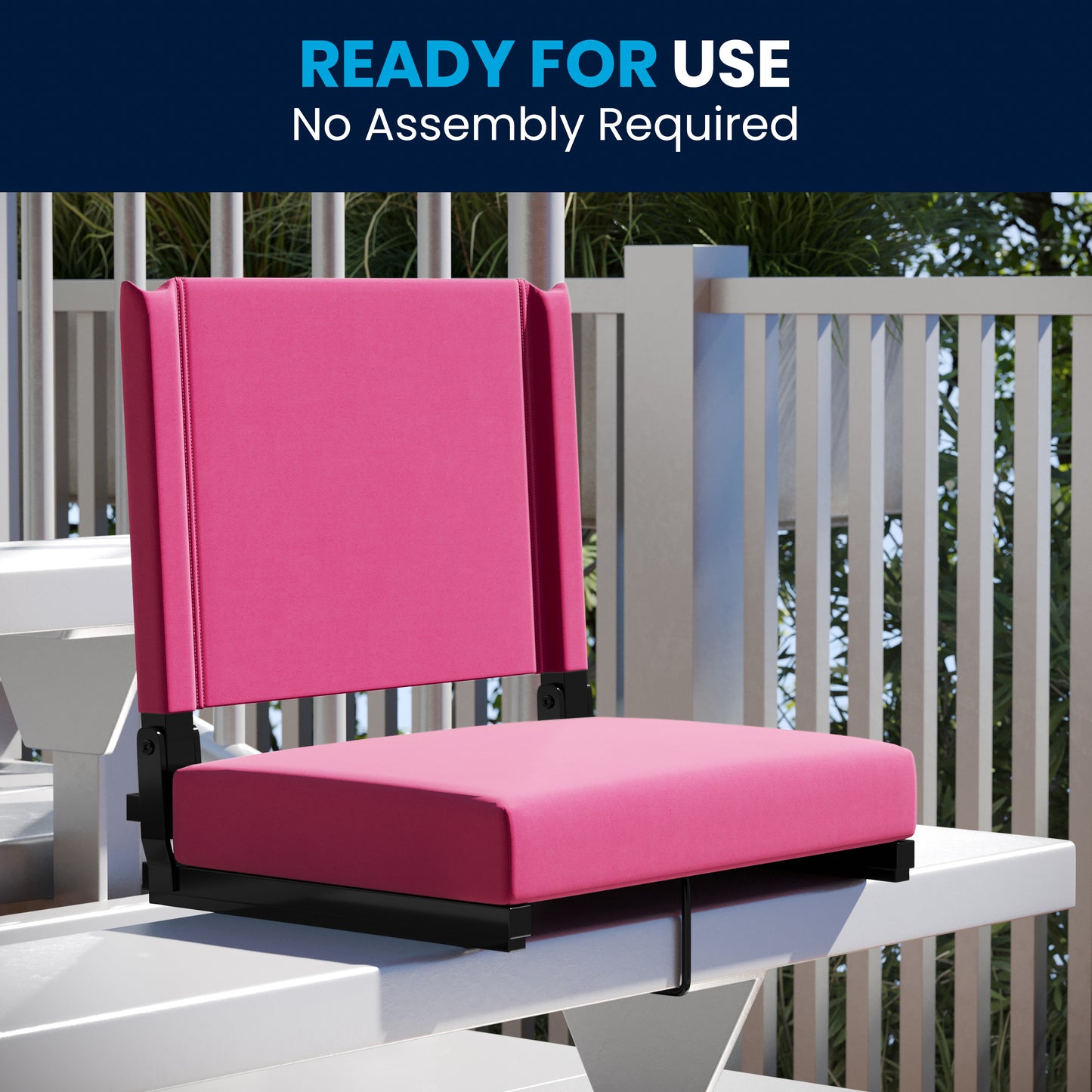 Grandstand Comfort 500 lb Capacity Padded Stadium Chairs, Folding Seats with Handles, Lightweight & Durable, Pink Pink